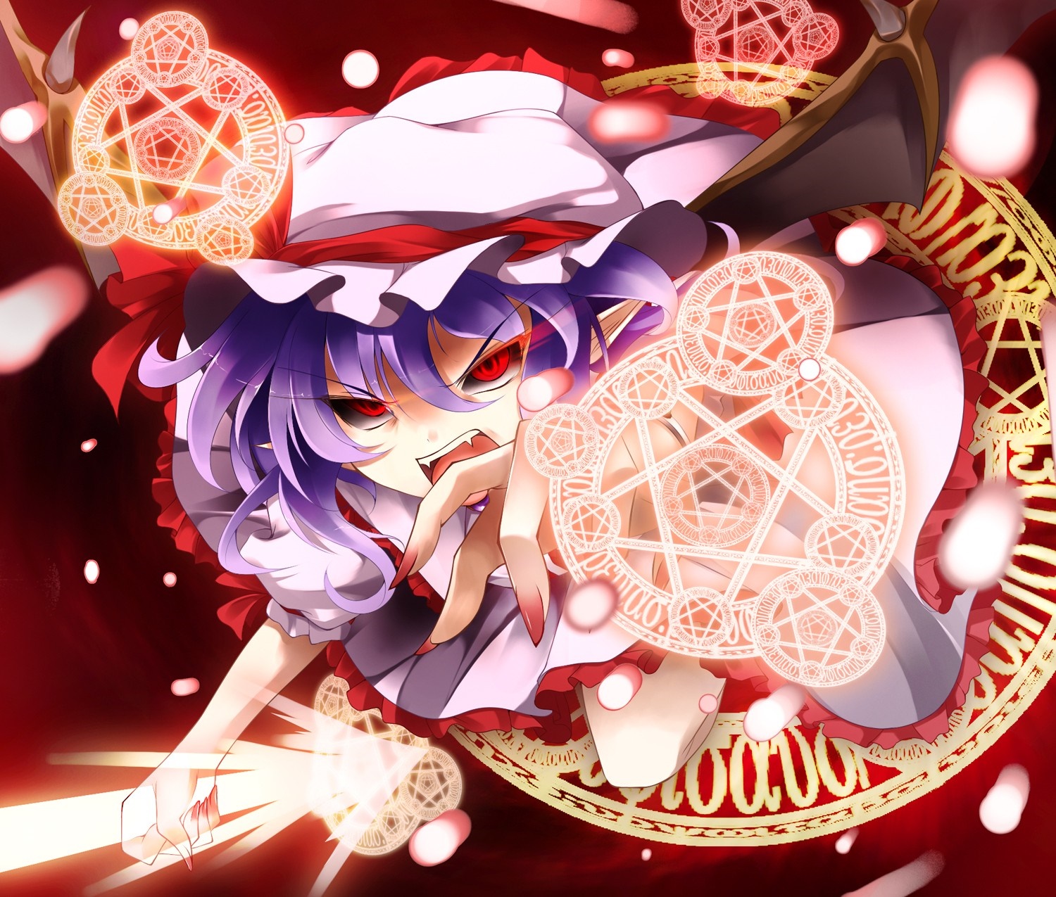 Remilia Scarlet from Touhou with magical circles HD Wallpaper