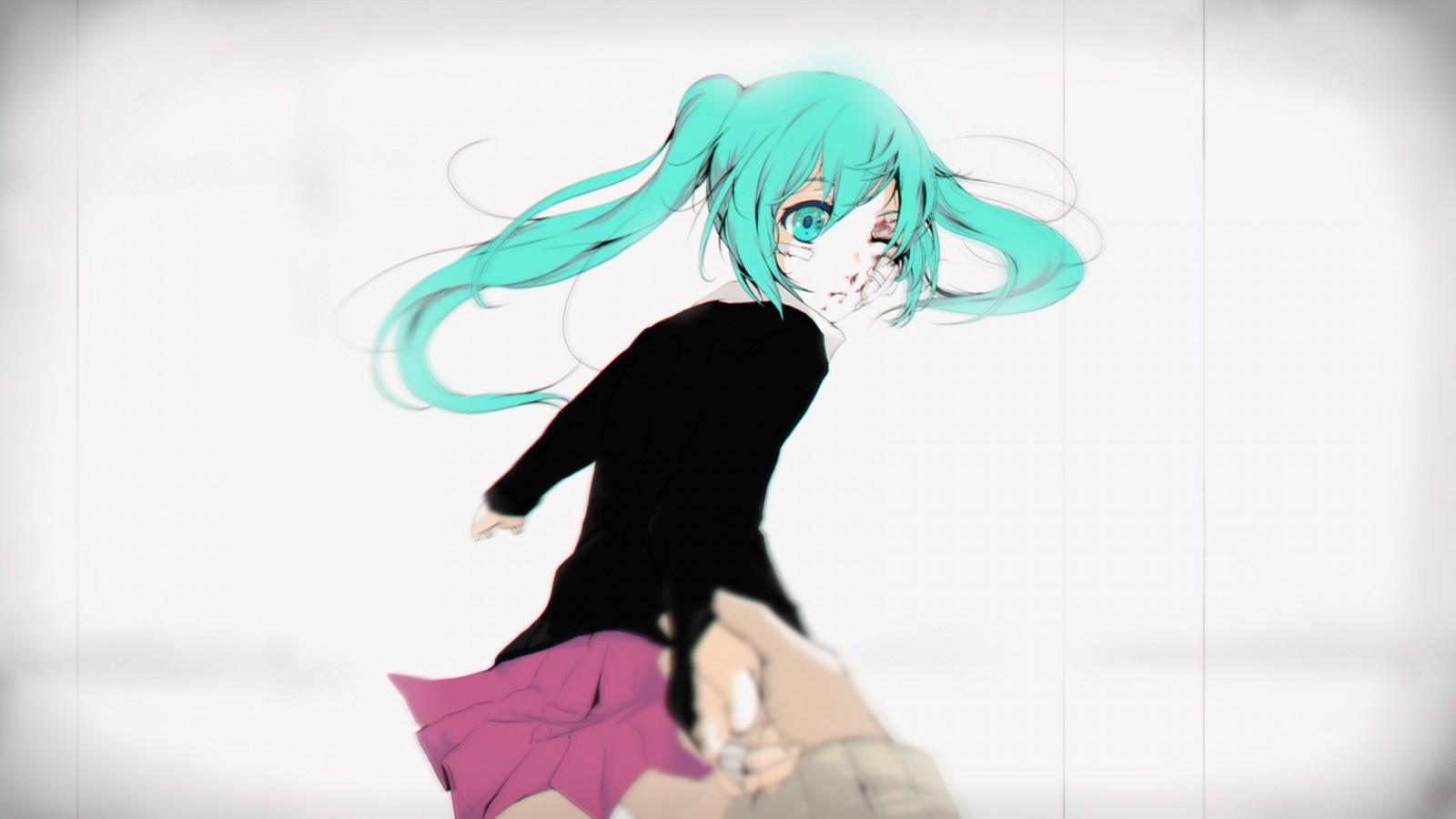 Hatsune Miku from Vocaloid with injuries HD Wallpaper