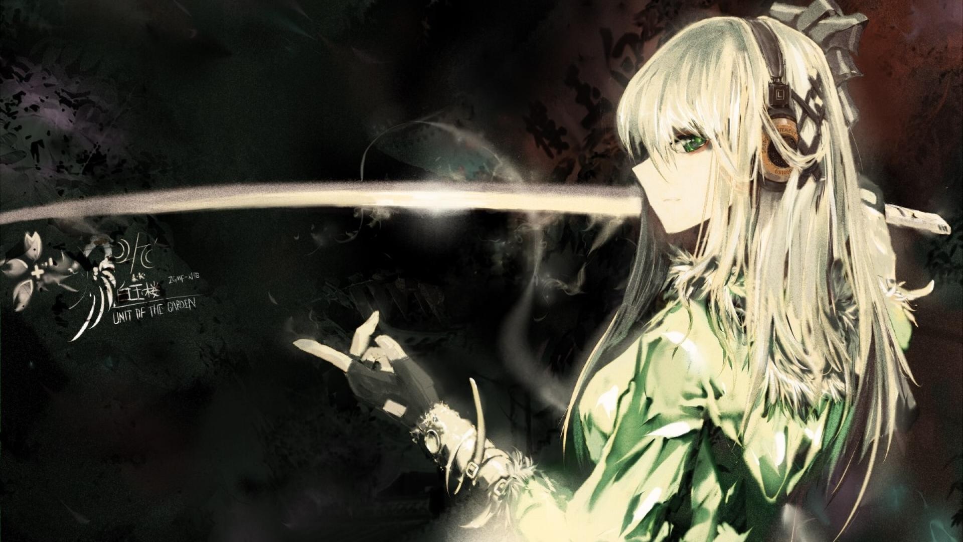 Konpaku Youmu from Touhou Project with a sword HD Wallpaper