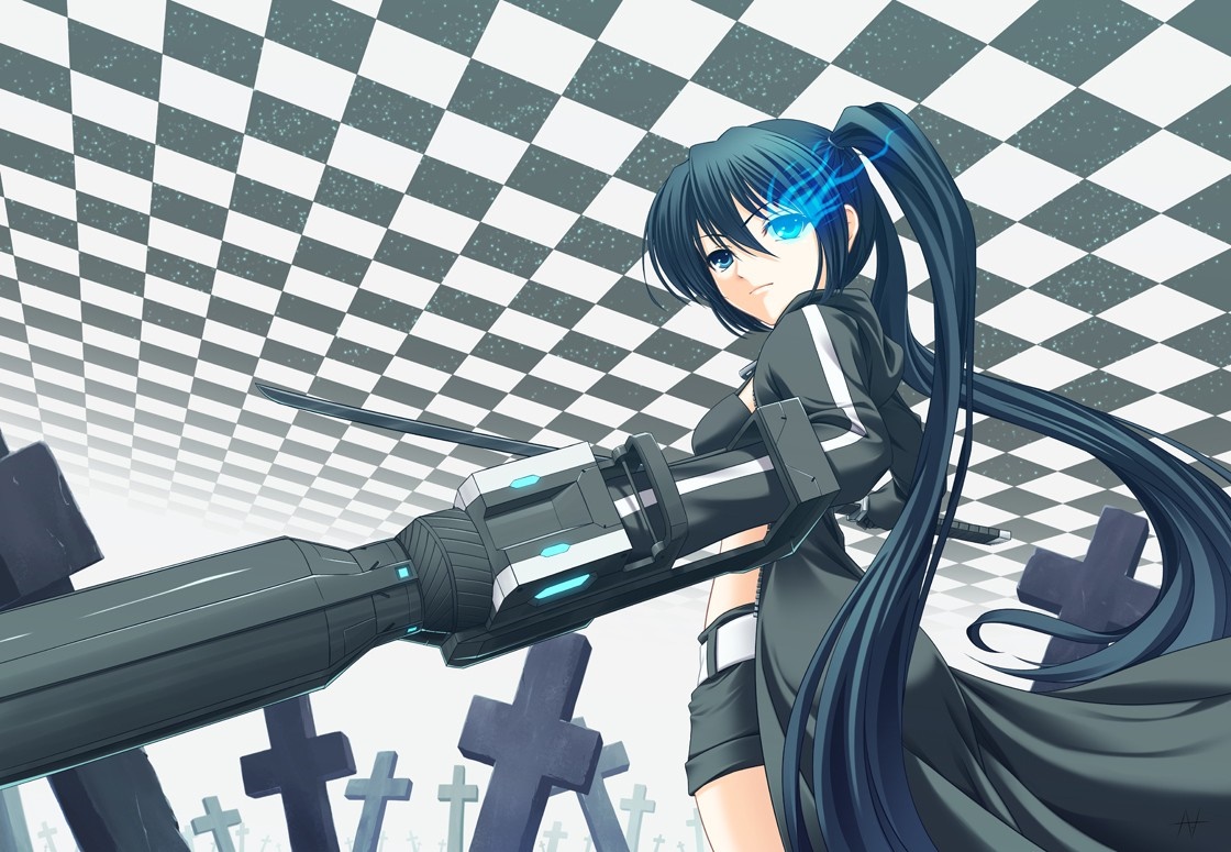 Black Rock Shooter with giant cannon in graveyard HD Wallpaper