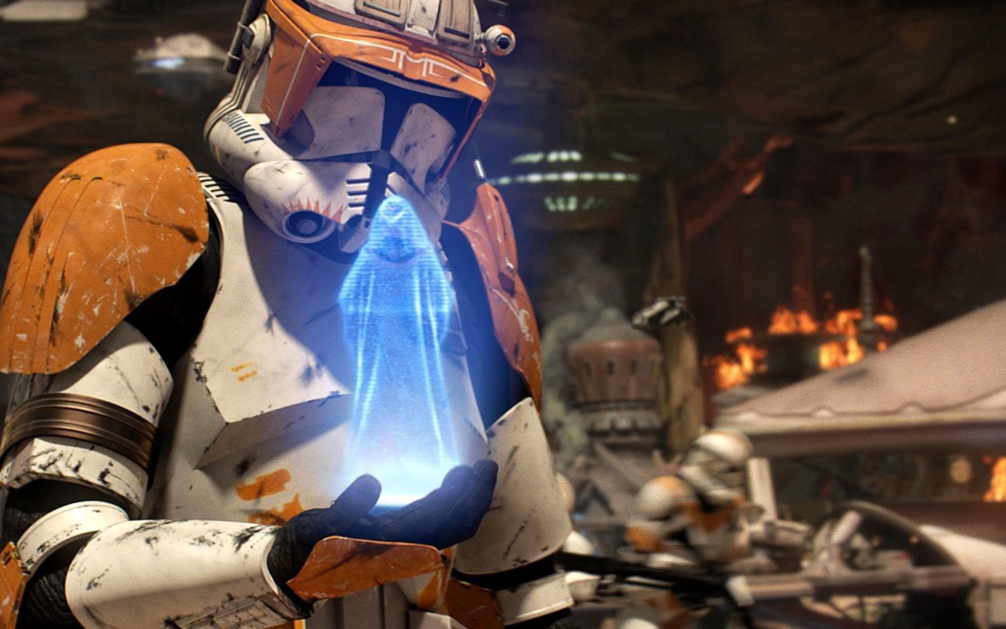 Clone Trooper with Hologram from Star Wars HD Wallpaper
