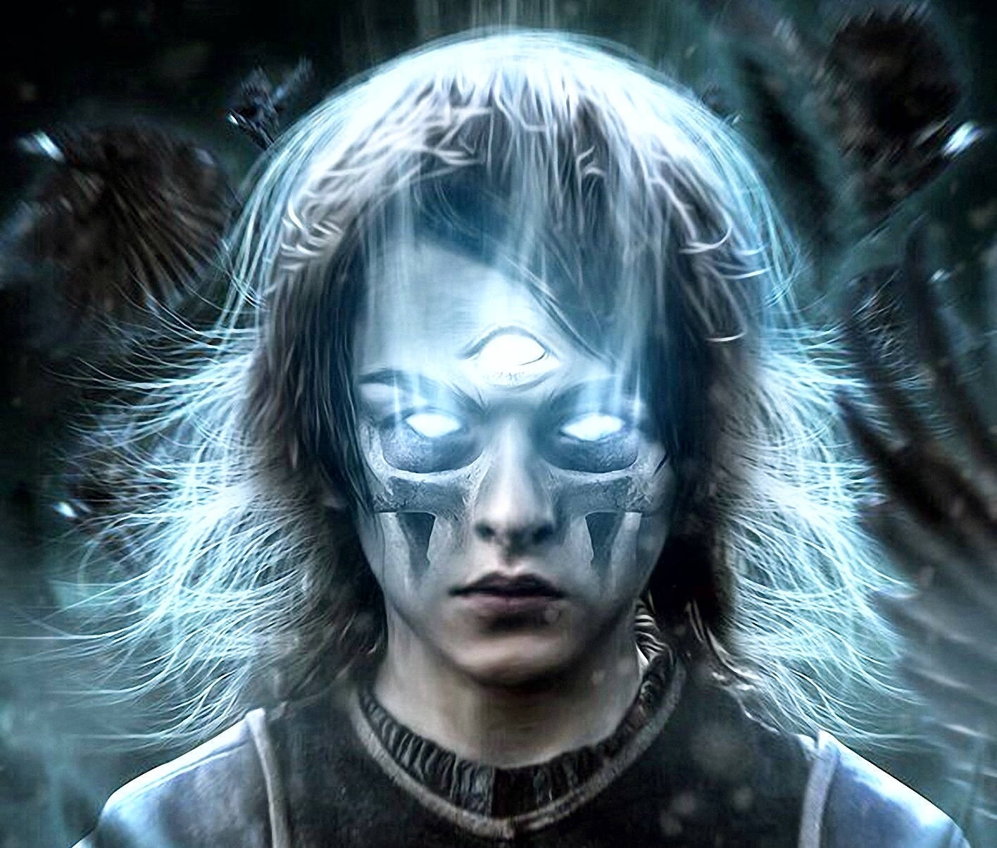 Fictional character with glowing eyes and third eye HD Wallpaper