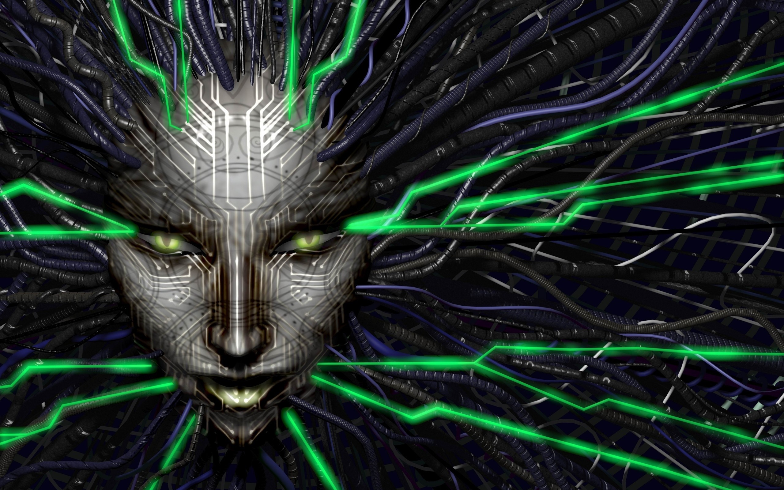 Shodan from System Shock with green circuits HD Wallpaper