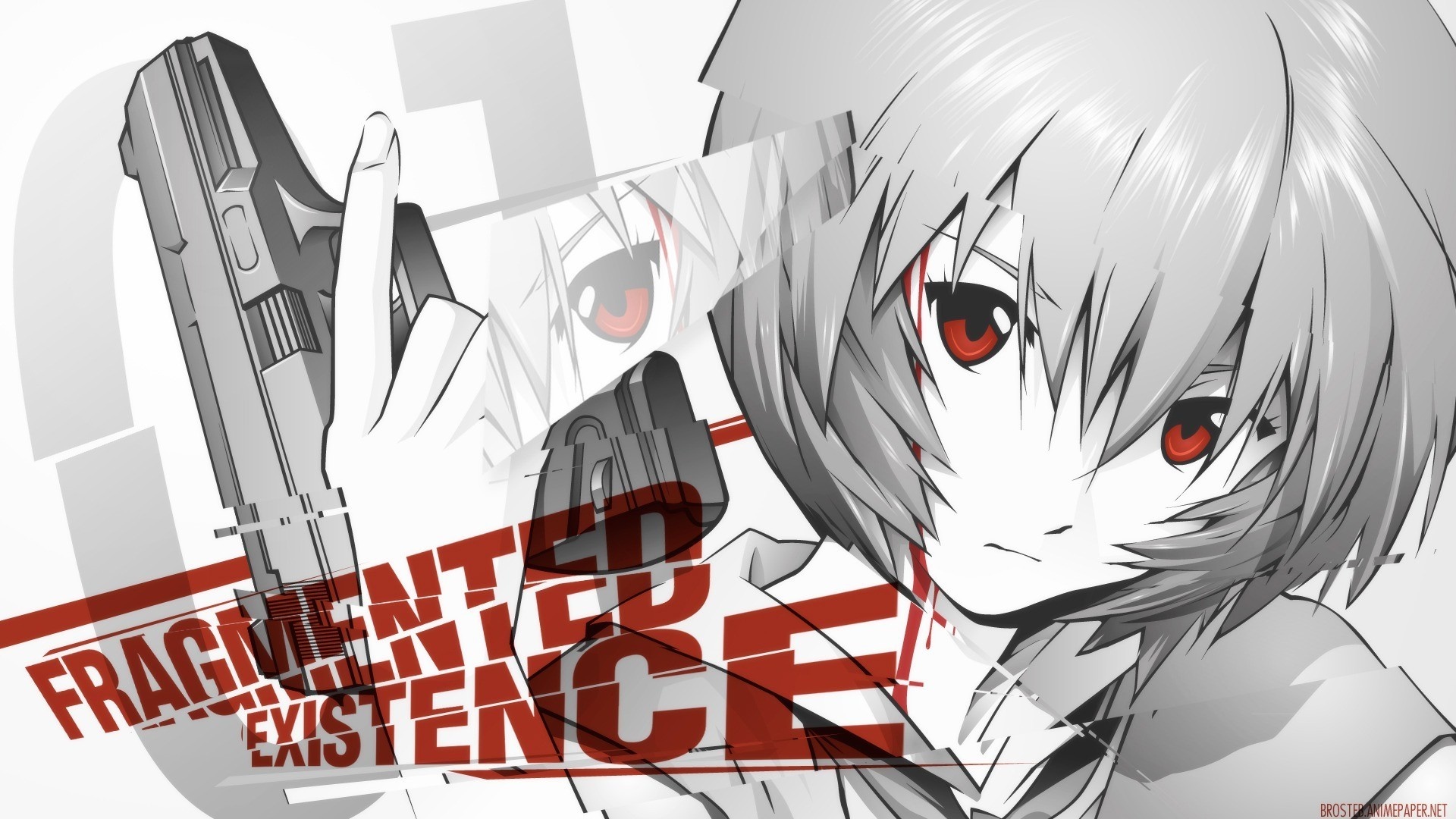 Rei Ayanami with Gun Fragmented Existence HD Wallpaper