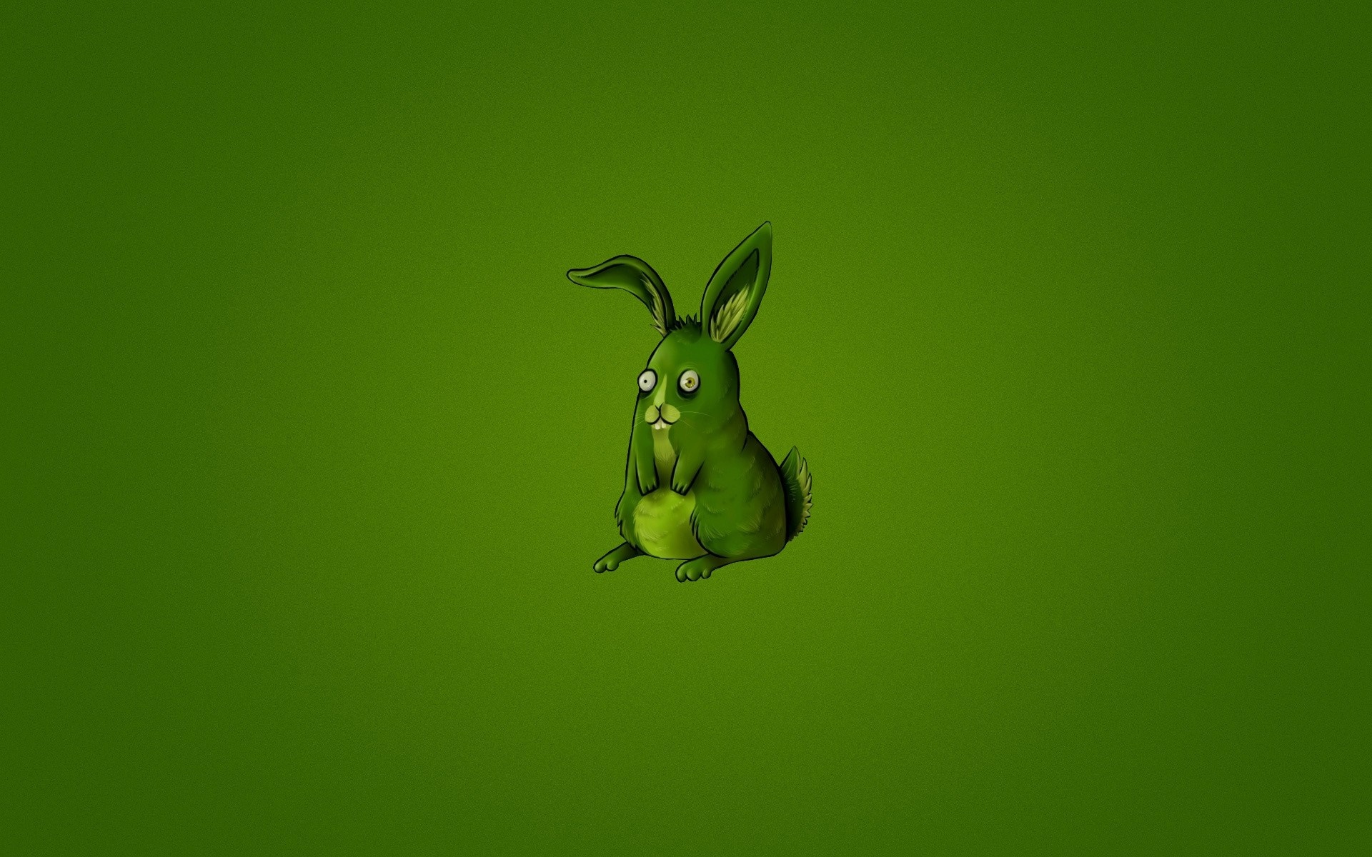 Green cartoon rabbit on a green background HD Wallpaper