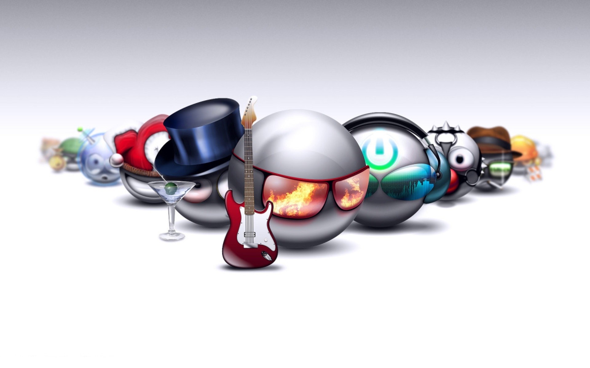 Cartoon characters with musical instruments and drinks HD Wallpaper