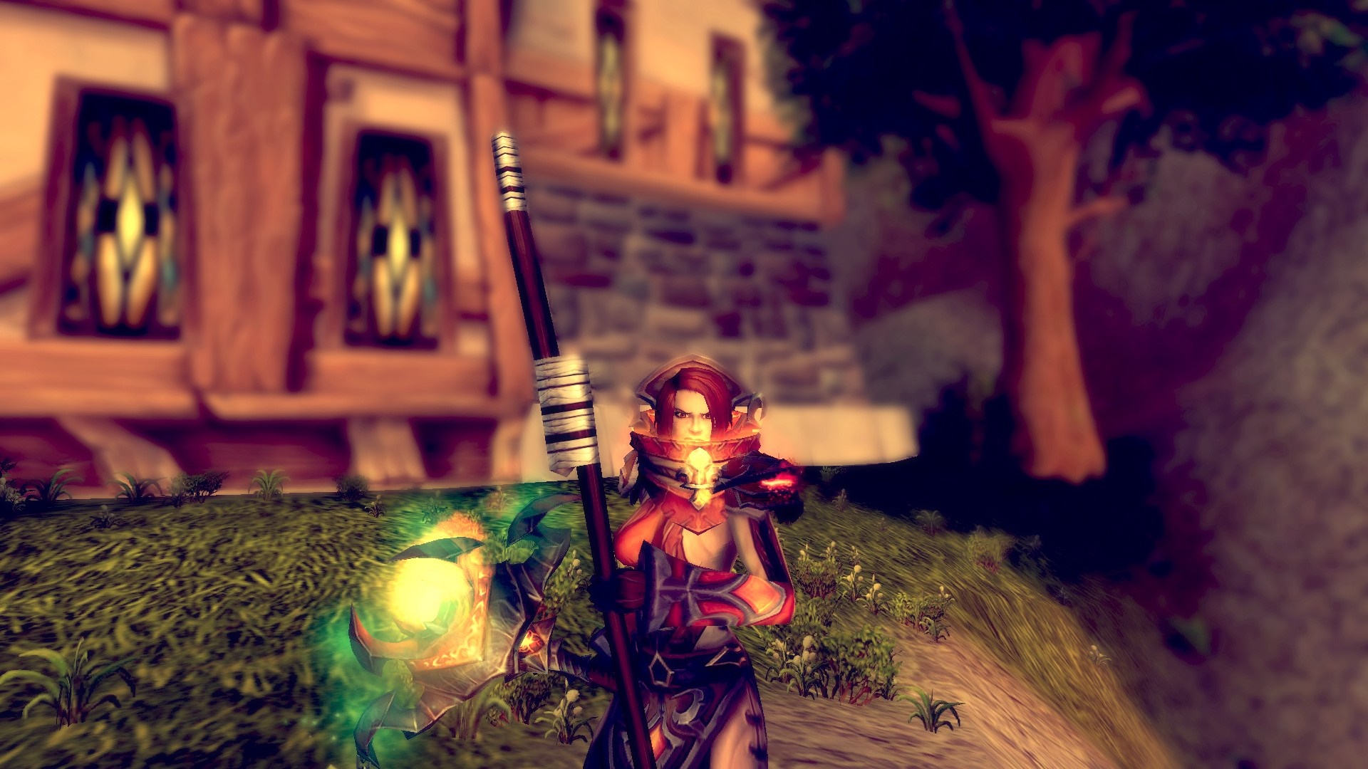 Female character with staff in World of Warcraft HD Wallpaper
