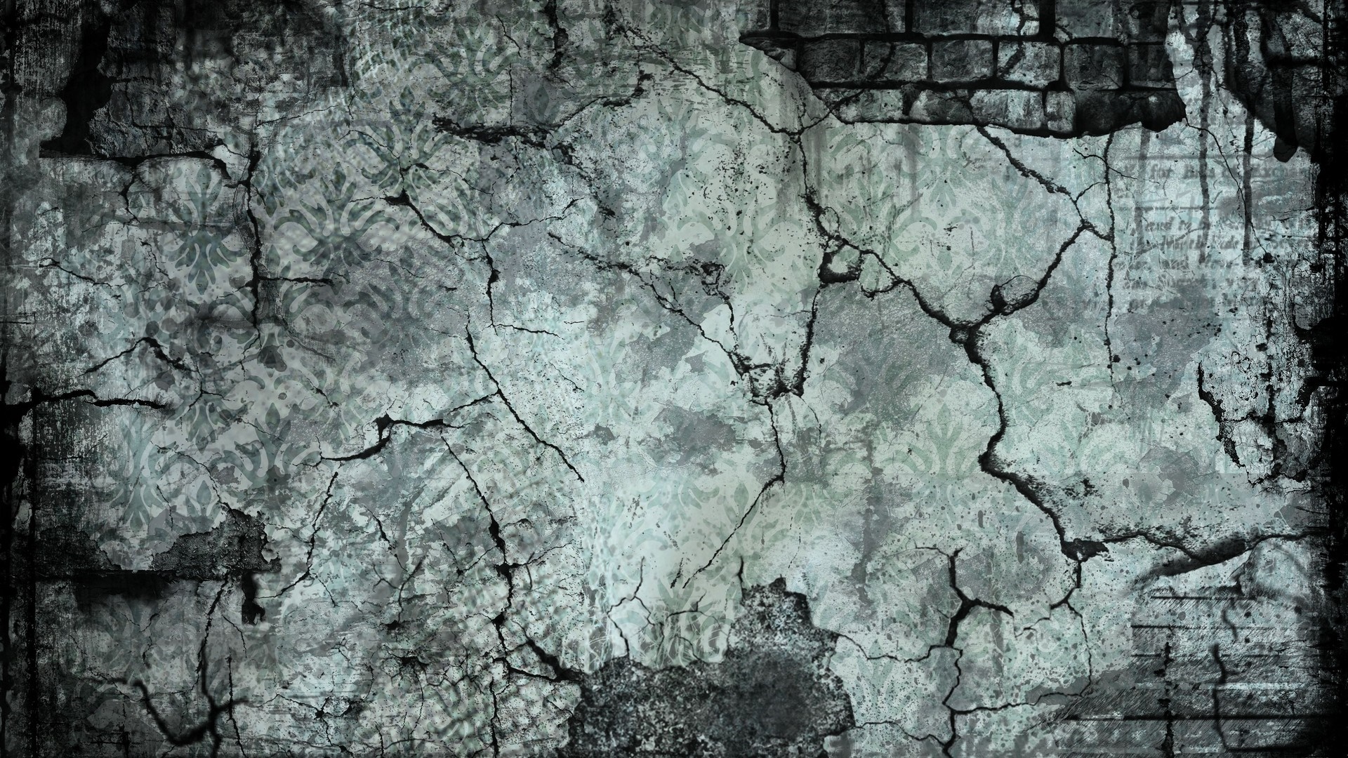 Cracked old wall with floral pattern HD Wallpaper
