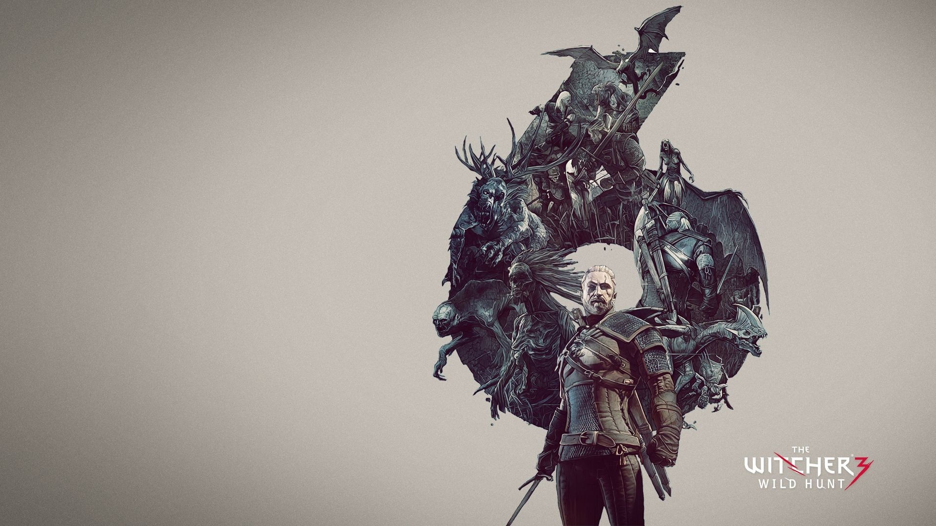 Geralt of Rivia and monsters from The Witcher 3 Wild Hunt HD Wallpaper