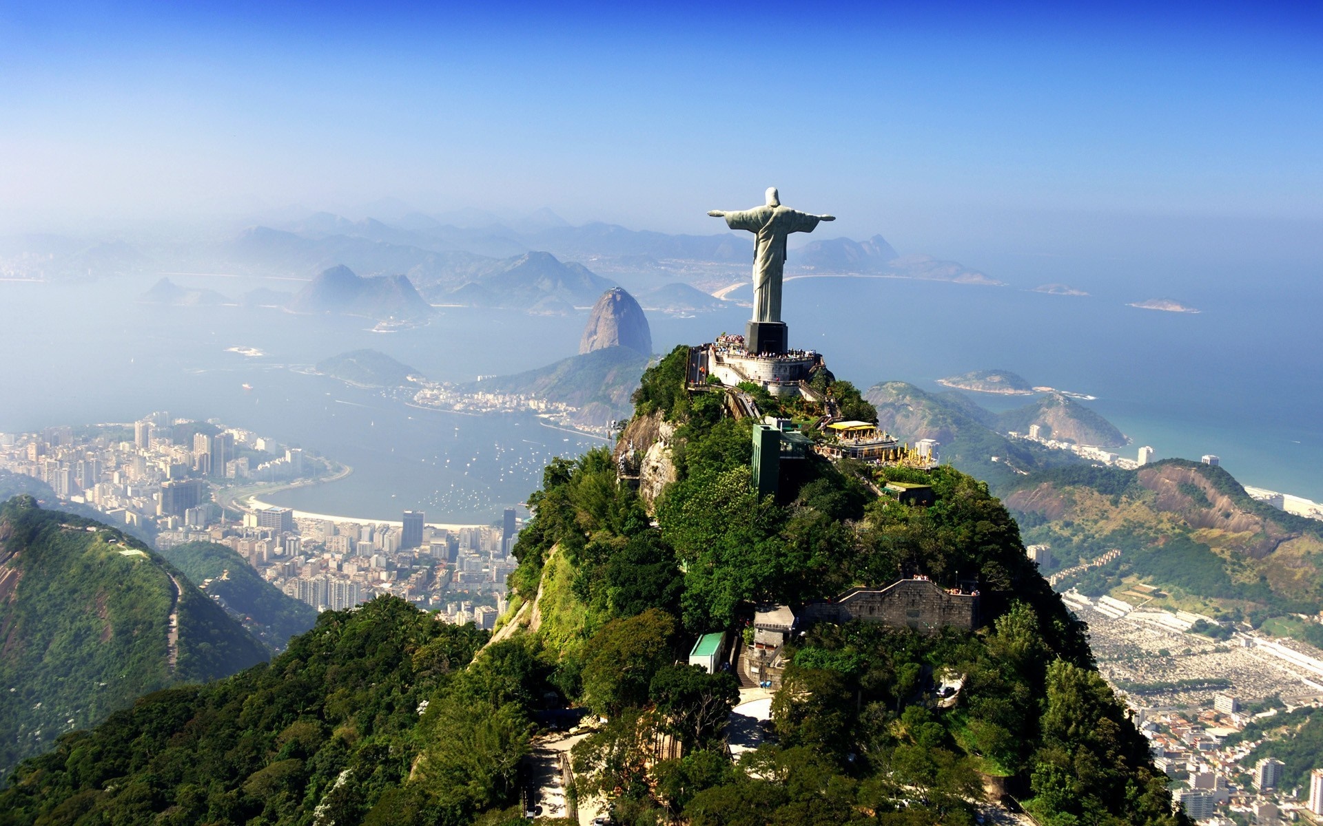 Christ the Redeemer statue overlooking Rio de Janeiro, Brazil HD Wallpaper