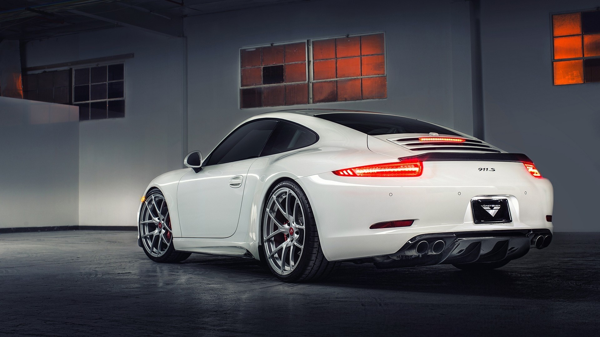 White Porsche 911 Carrera S Sports Car Rear View HD Wallpaper