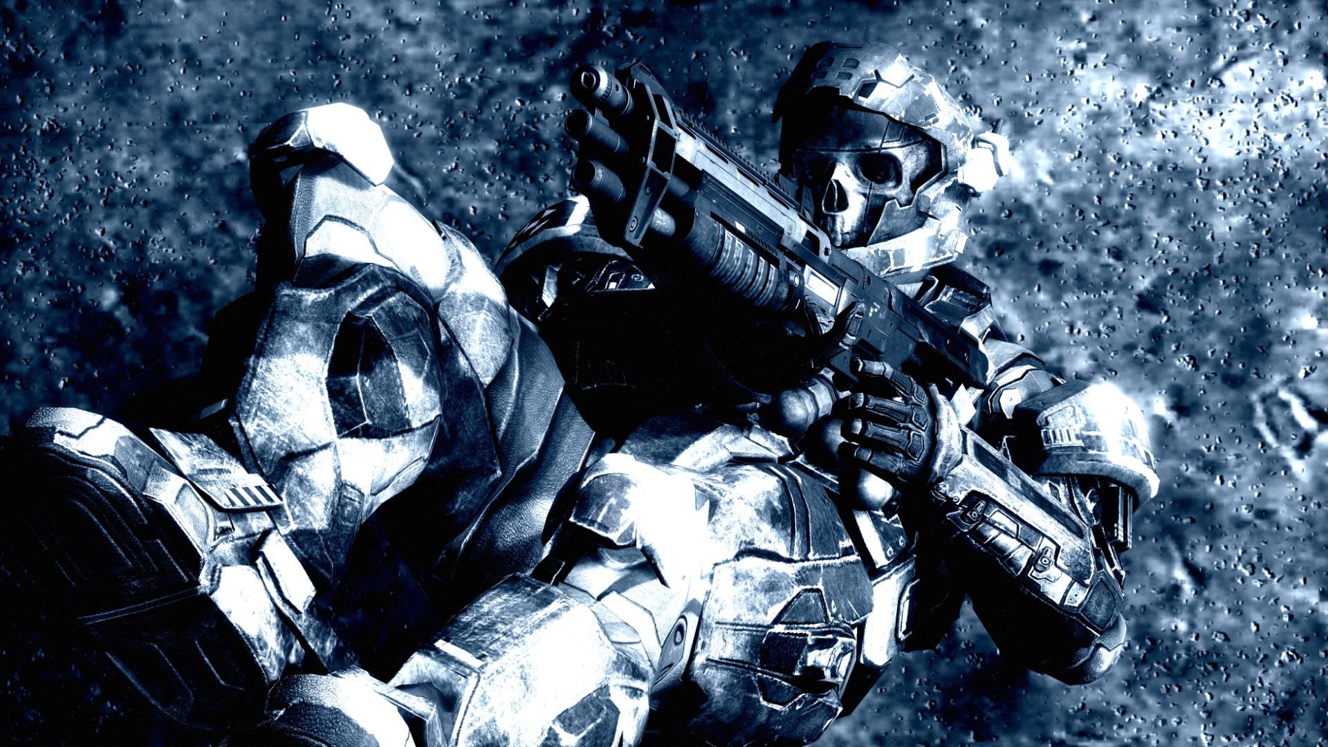 Soldier in sci-fi armor holding a rifle HD Wallpaper