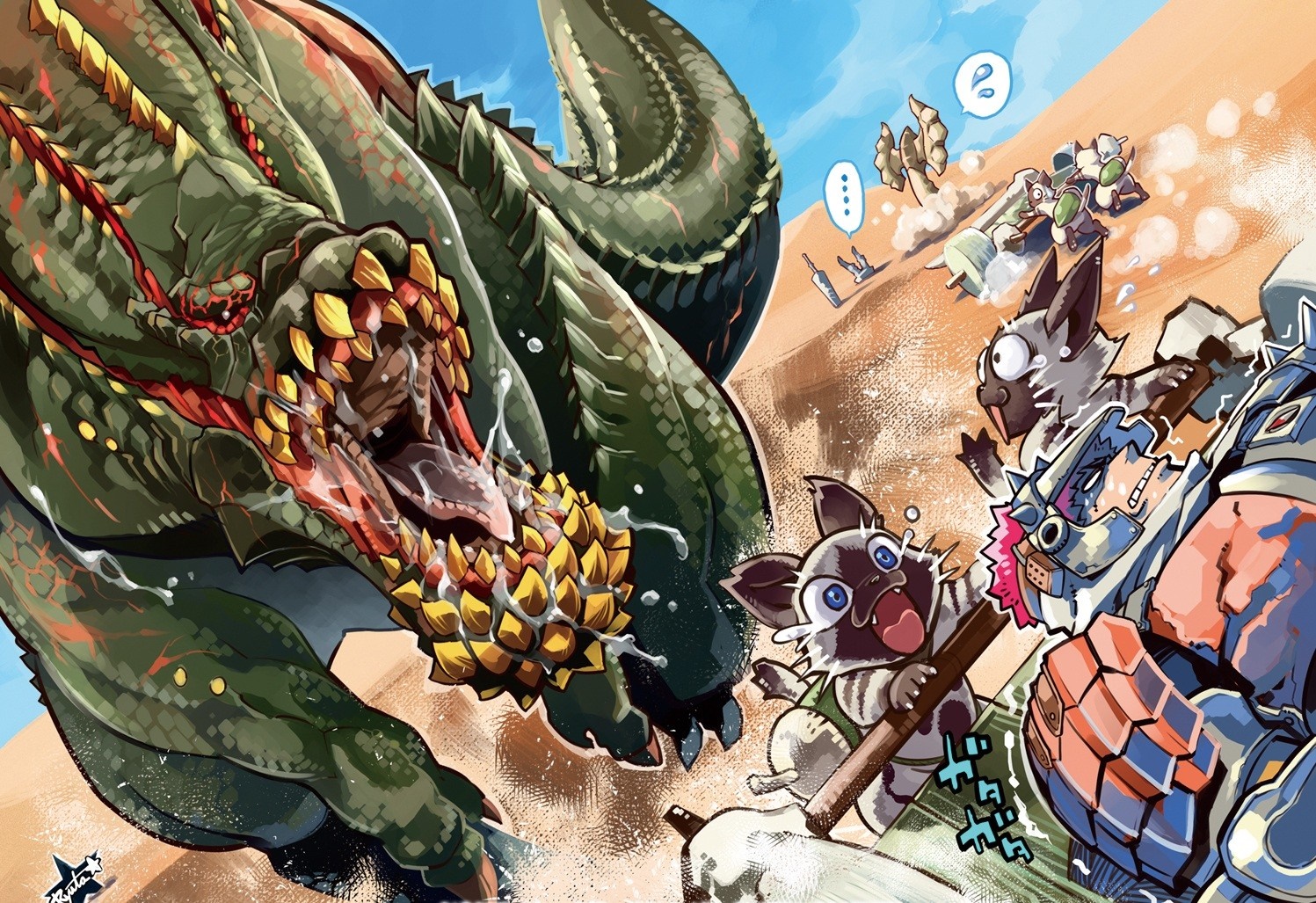 Deviljho and Felynes in Monster Hunter HD Wallpaper
