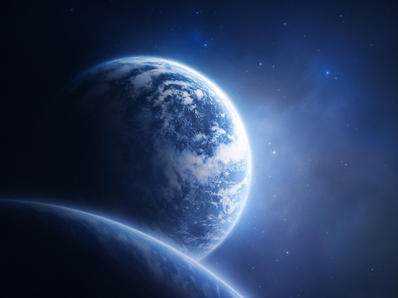 Digital art of planets in outer space with stars HD Wallpaper