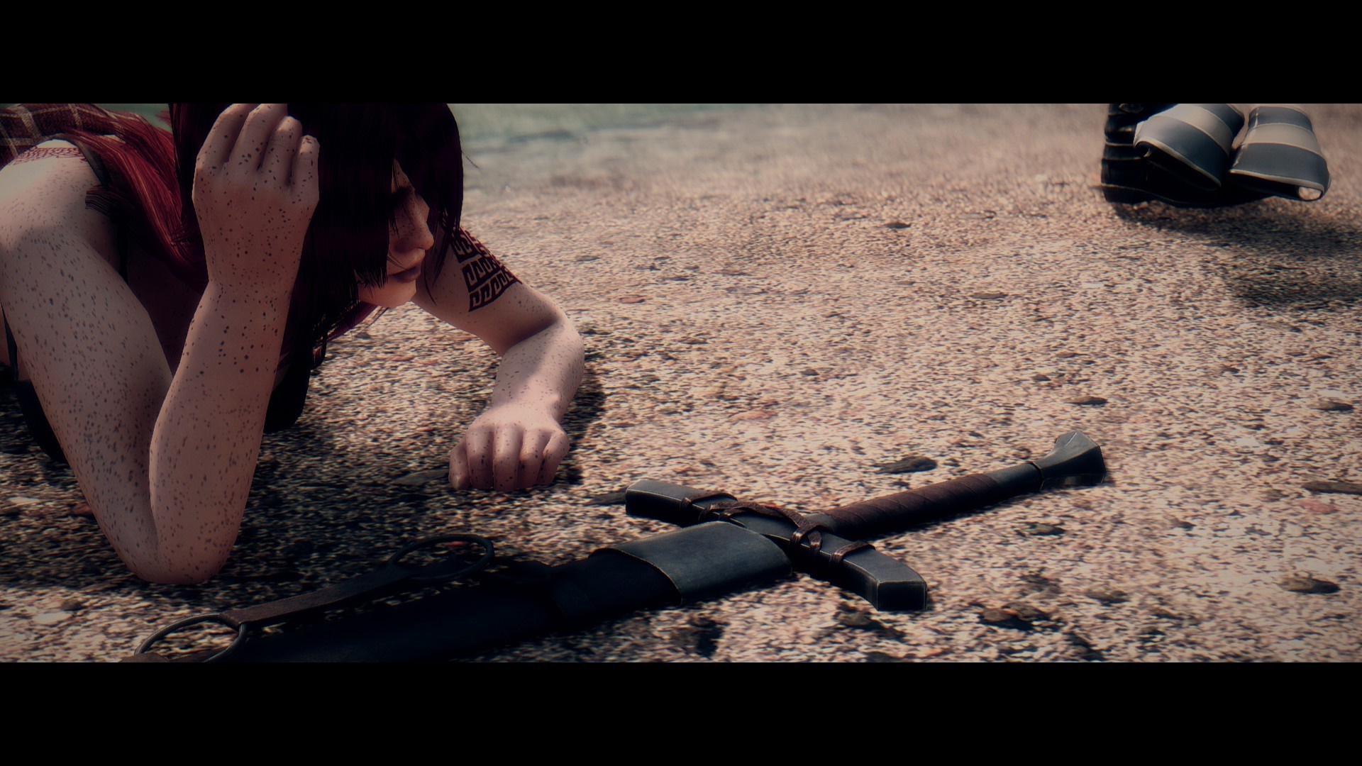 Woman with sword on beach, The Elder Scrolls V Skyrim HD Wallpaper