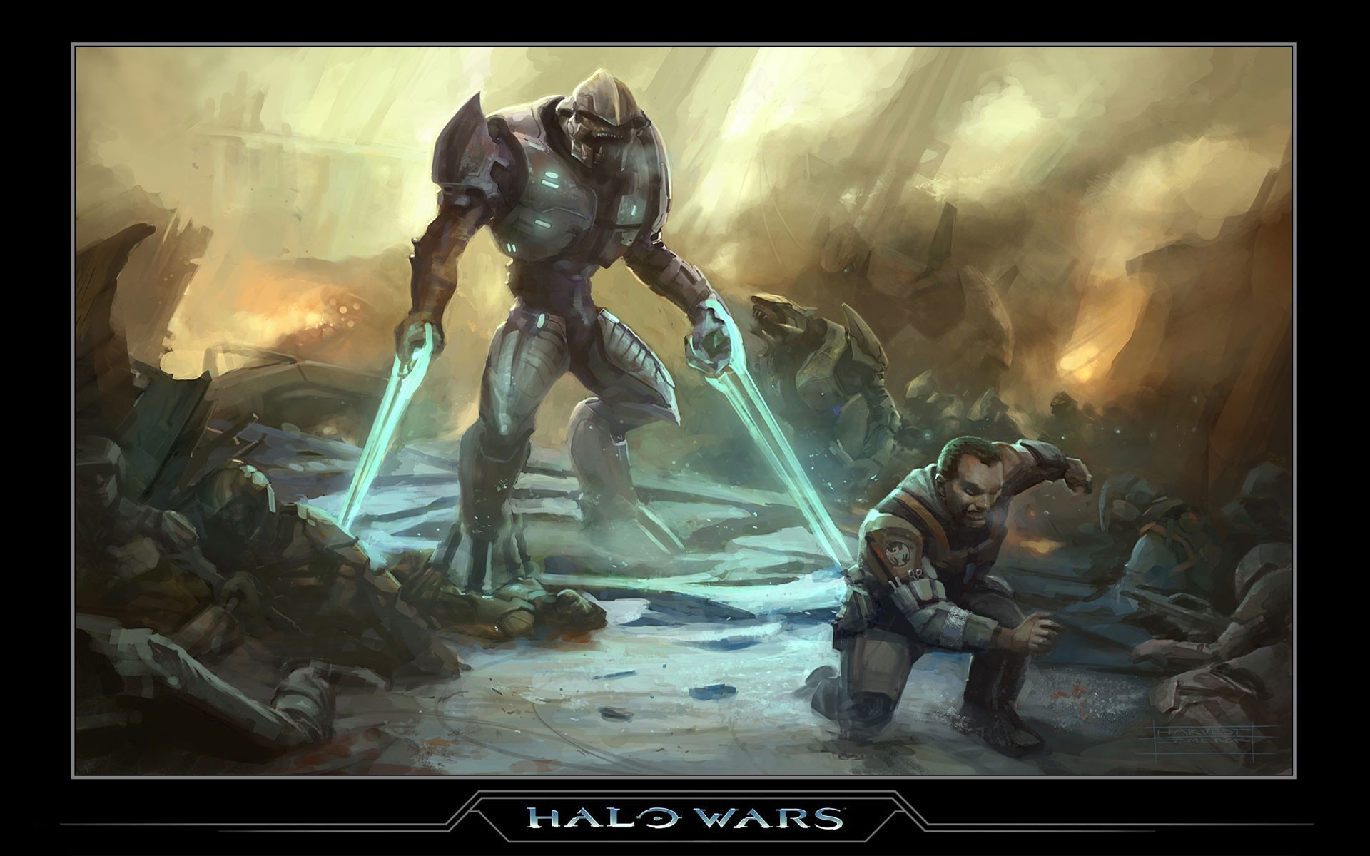 Halo Wars Covenant Elite with Energy Swords HD Wallpaper