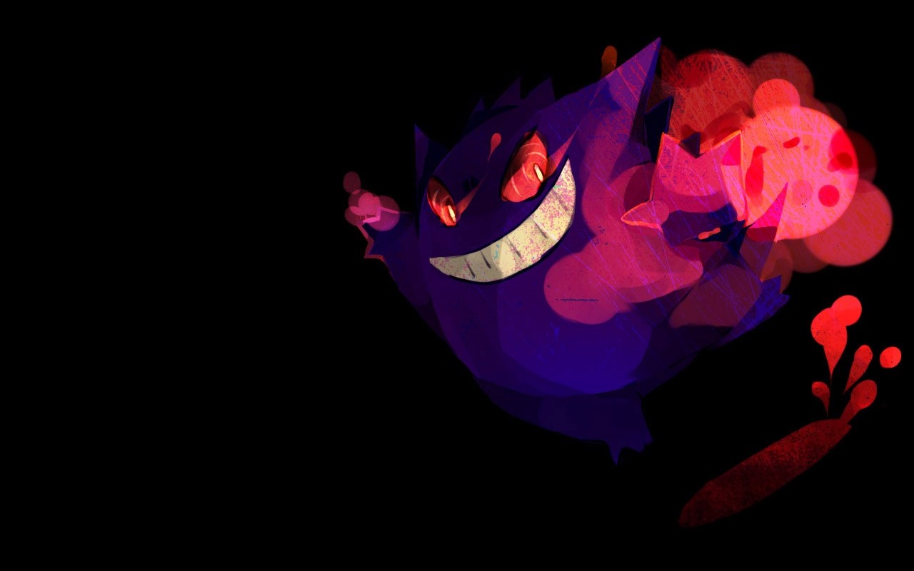 Gengar from Pokemon with red effects HD Wallpaper