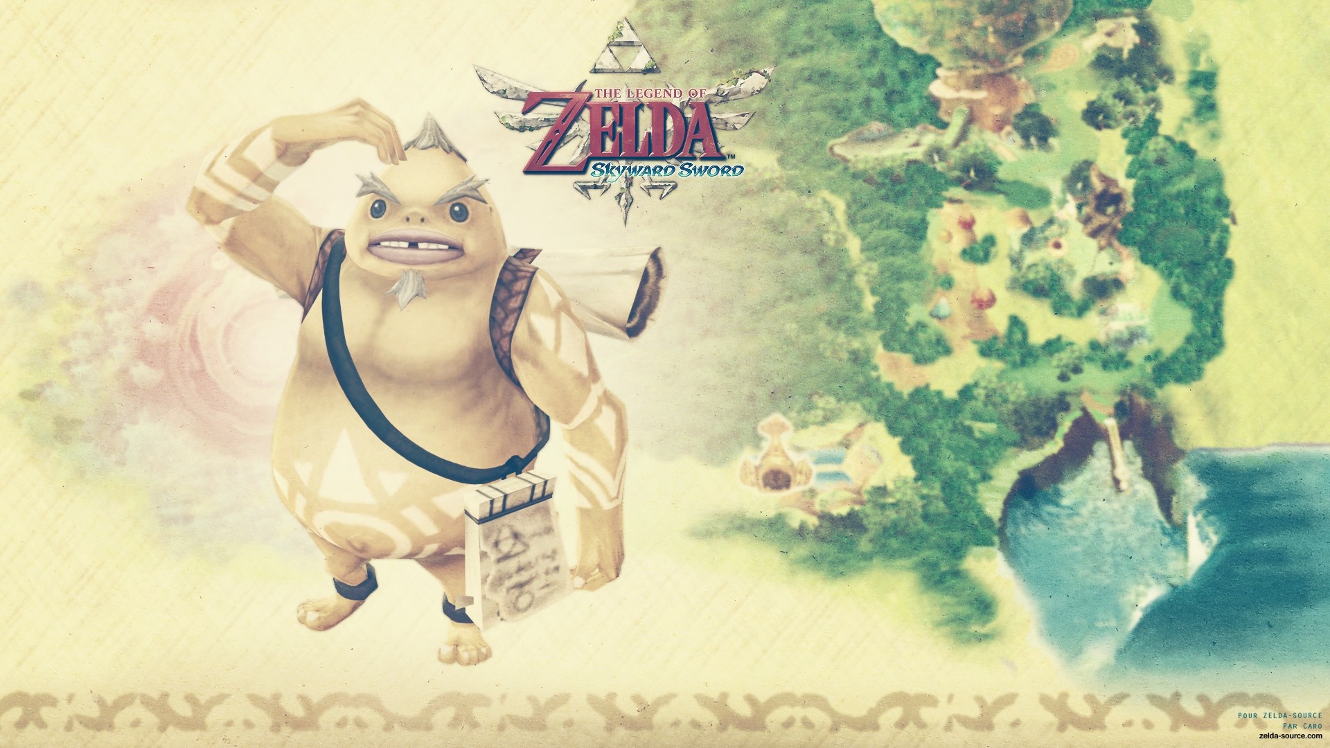 The Legend of Zelda: Skyward Sword character and map illustration HD Wallpaper