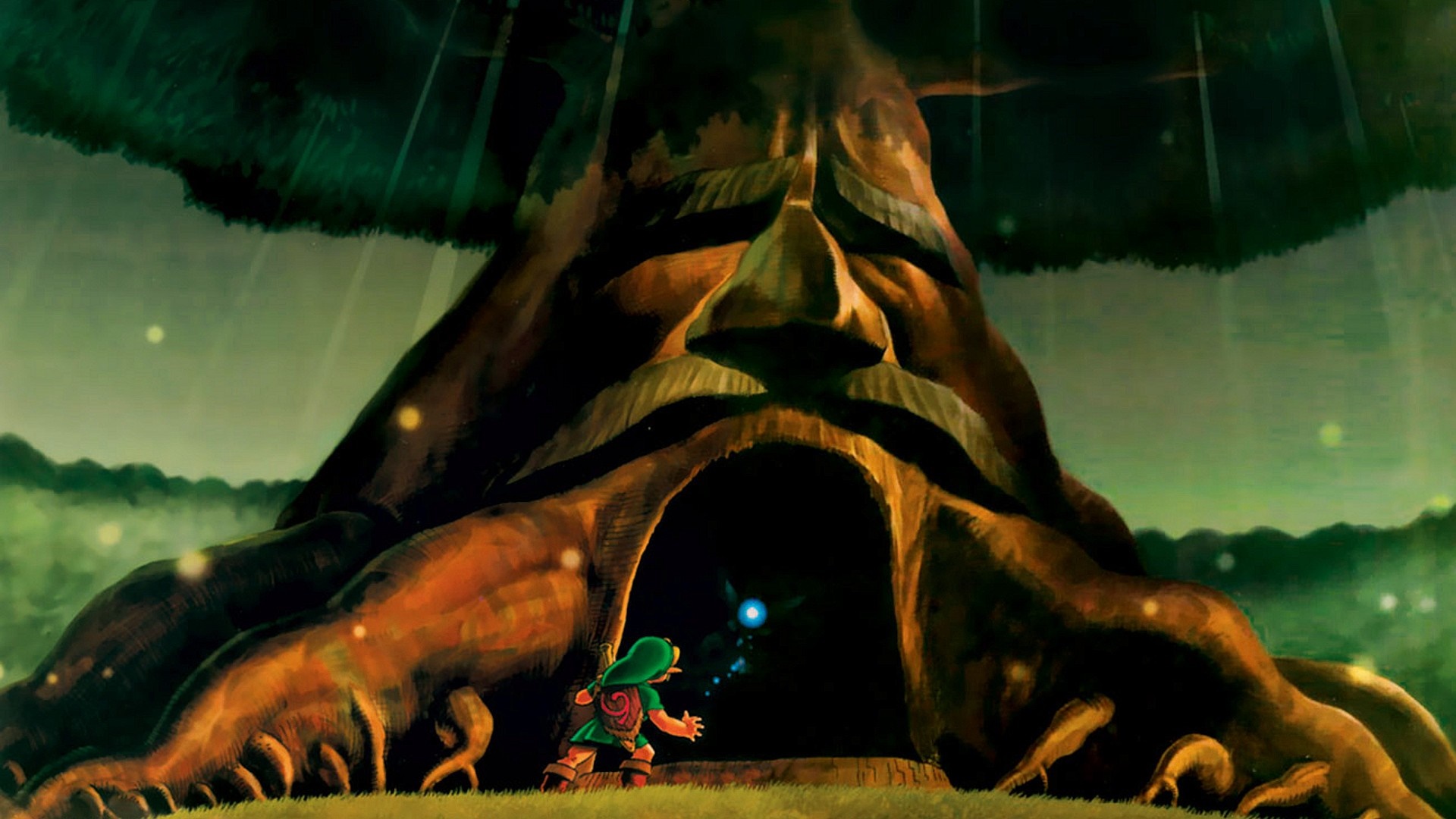 Link from The Legend of Zelda in front of the Great Deku Tree HD Wallpaper