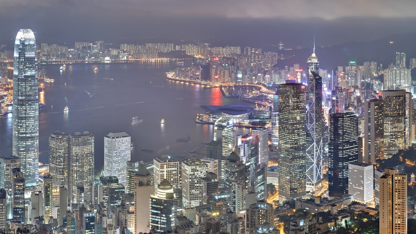 Hong Kong Skyline at Night HD Wallpaper