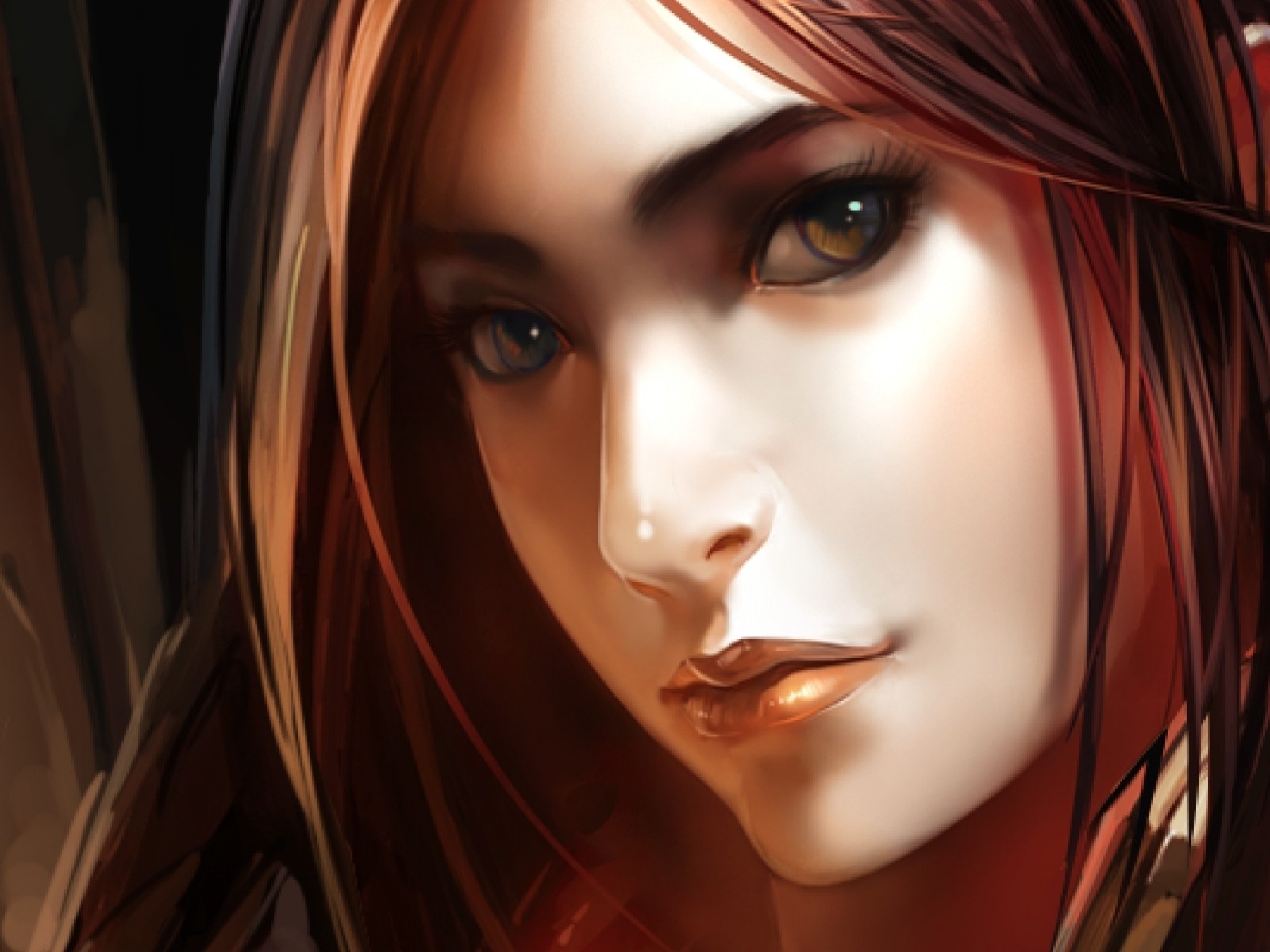 Close-up of a woman's face with brown hair HD Wallpaper