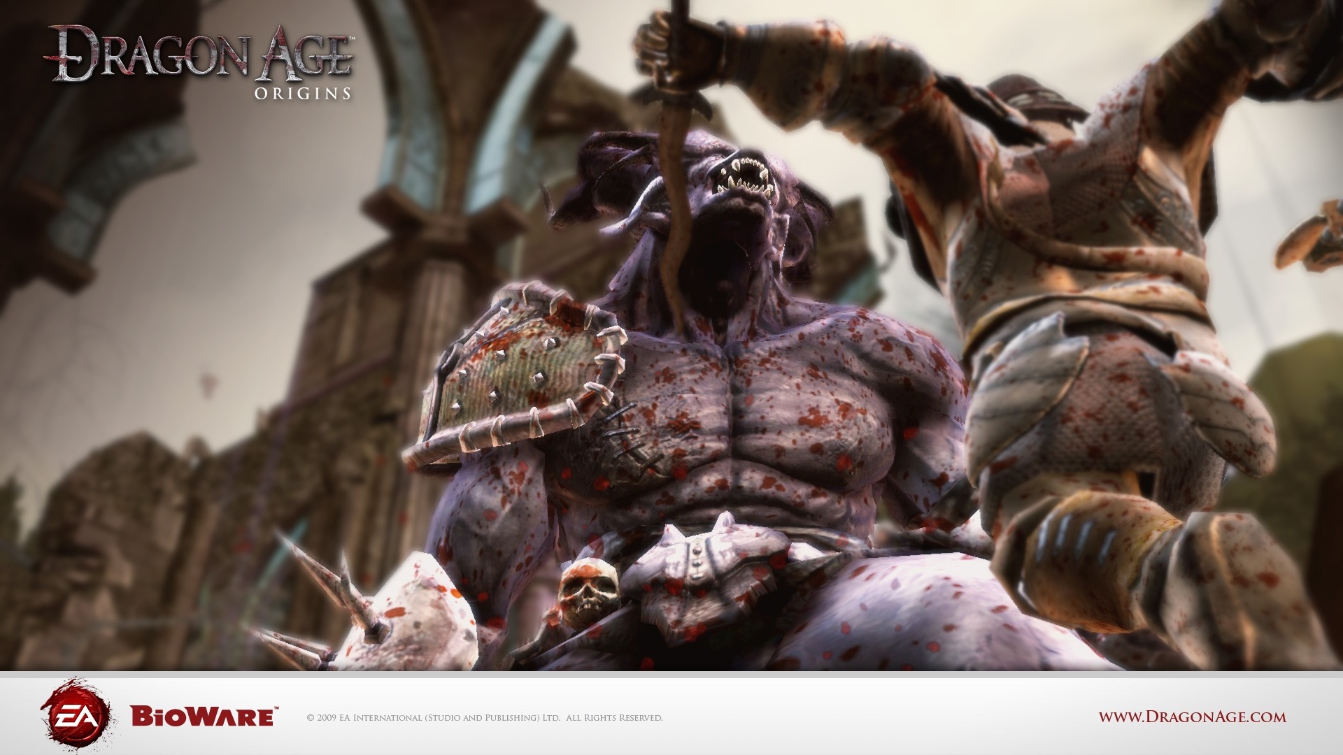 Dragon Age: Origins screenshot of a monster fight HD Wallpaper
