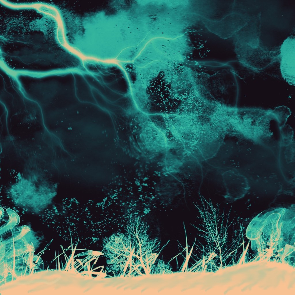 Abstract lightning storm over landscape HD Wallpaper