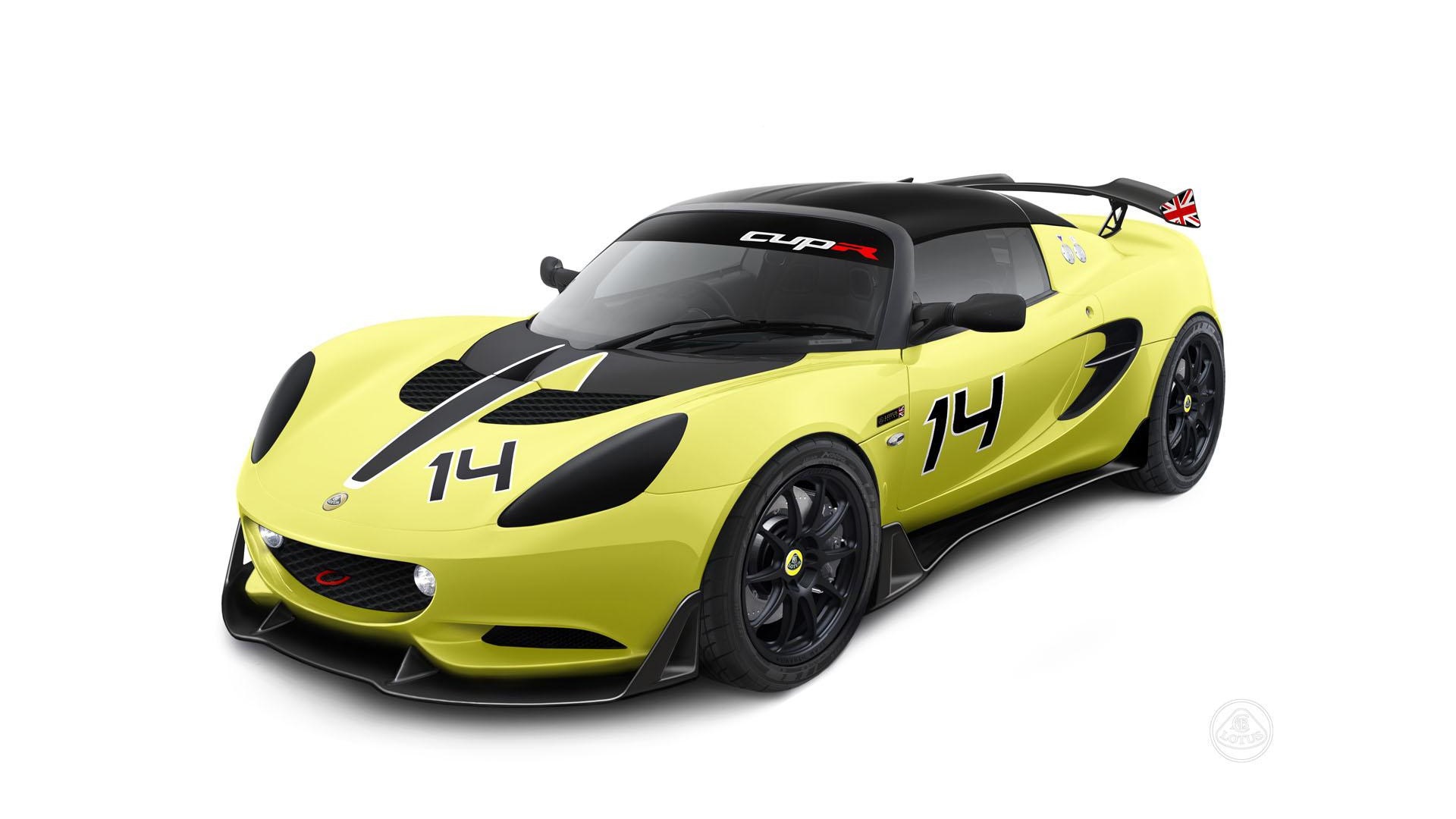 Yellow Lotus Elise S Cup 2015 with number 14 HD Wallpaper