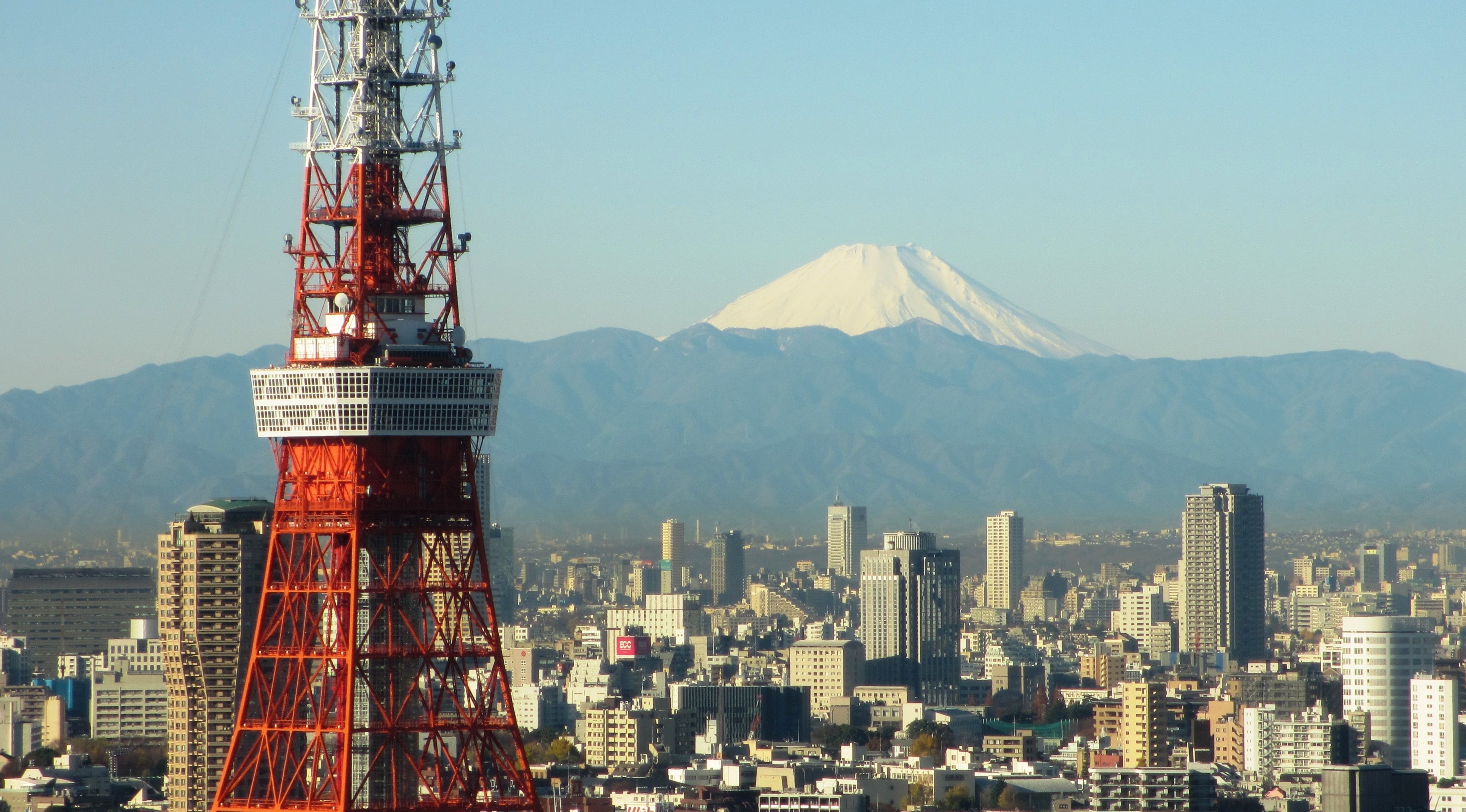 Tokyo Tower and Mount Fuji cityscape HD Wallpaper