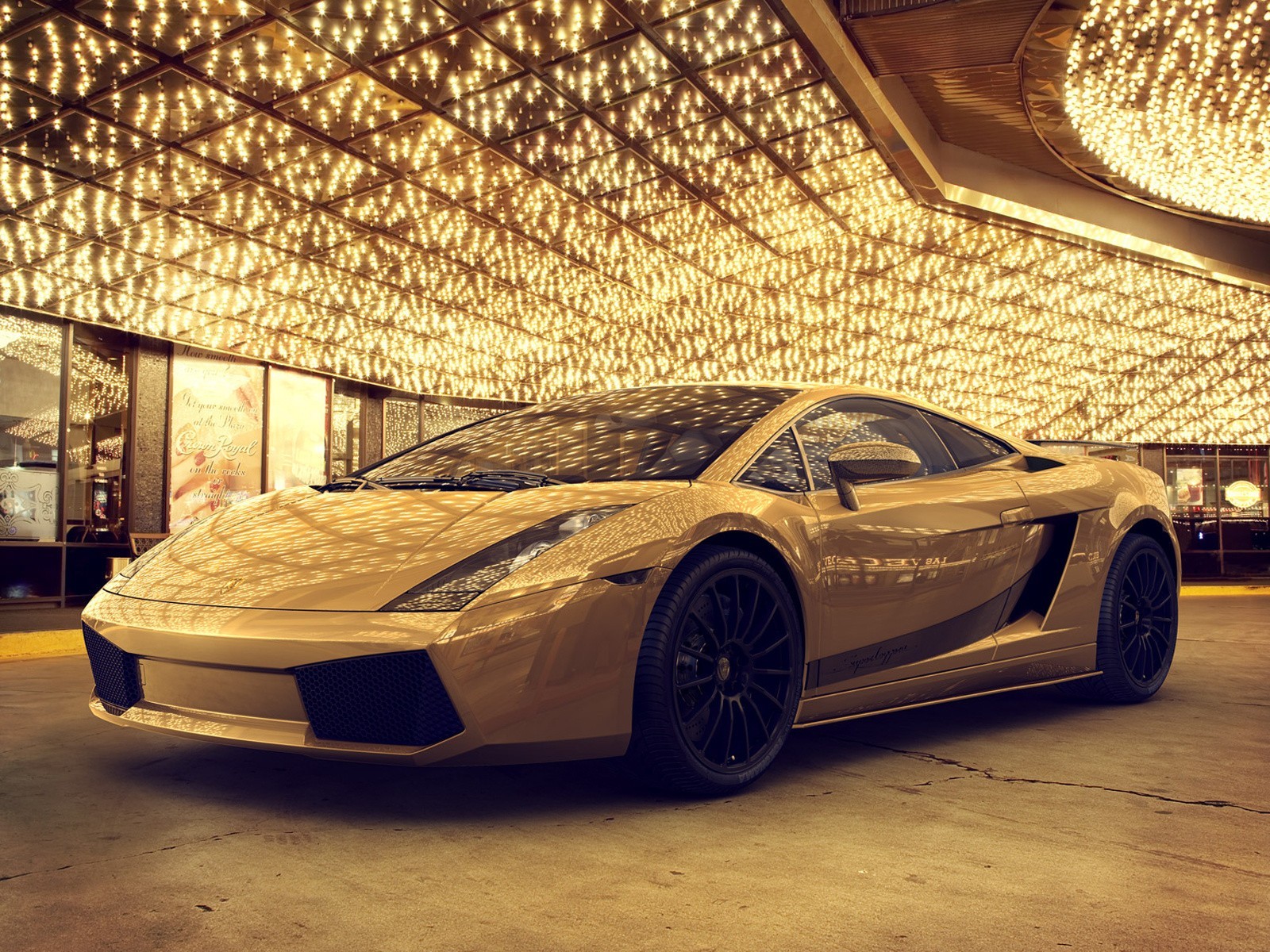 Gold Lamborghini Gallardo sports car HD Wallpaper
