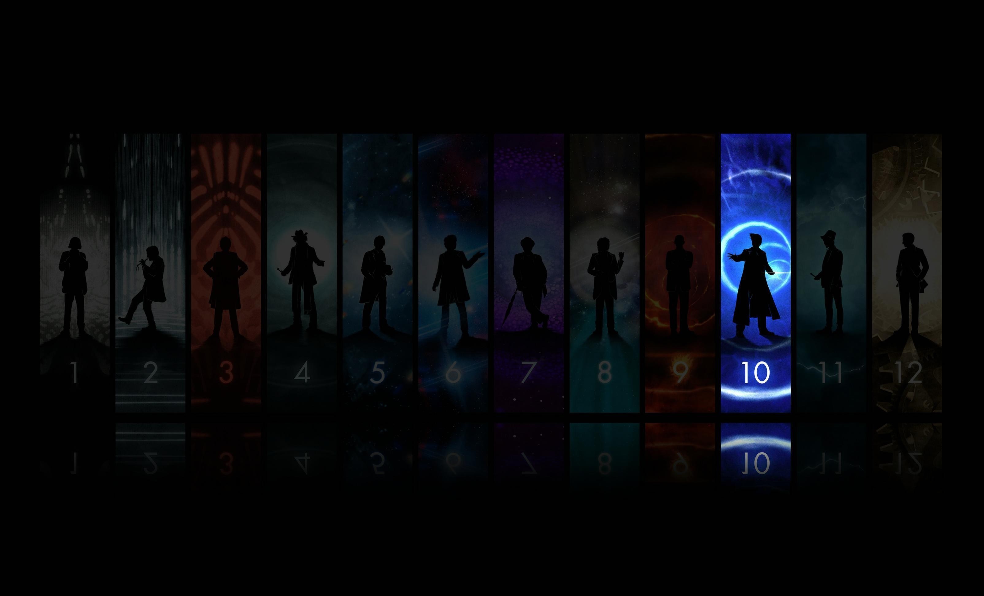 Doctor Who silhouettes numbered 1-12 HD Wallpaper