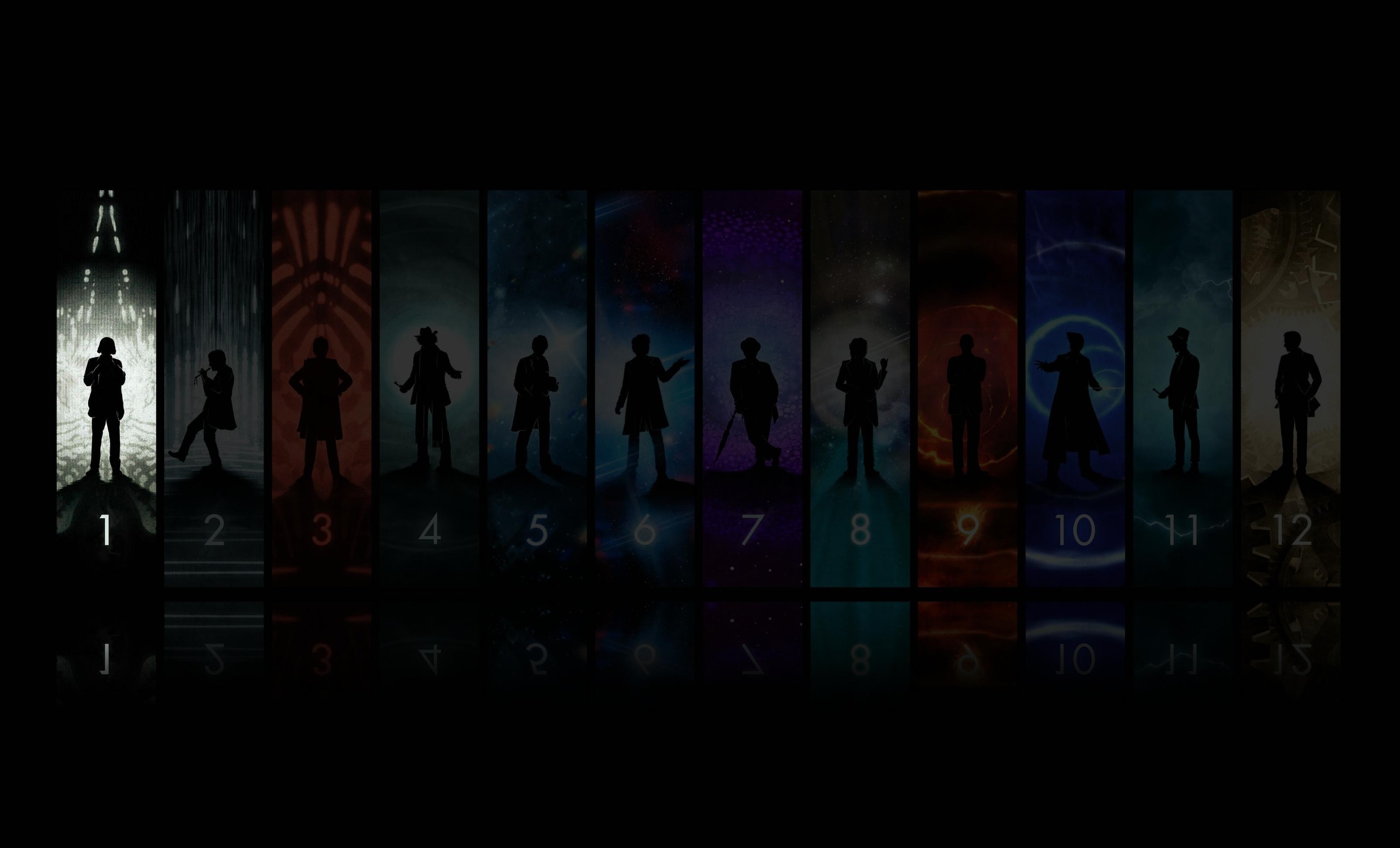 Doctor Who silhouettes numbered 1-12 HD Wallpaper