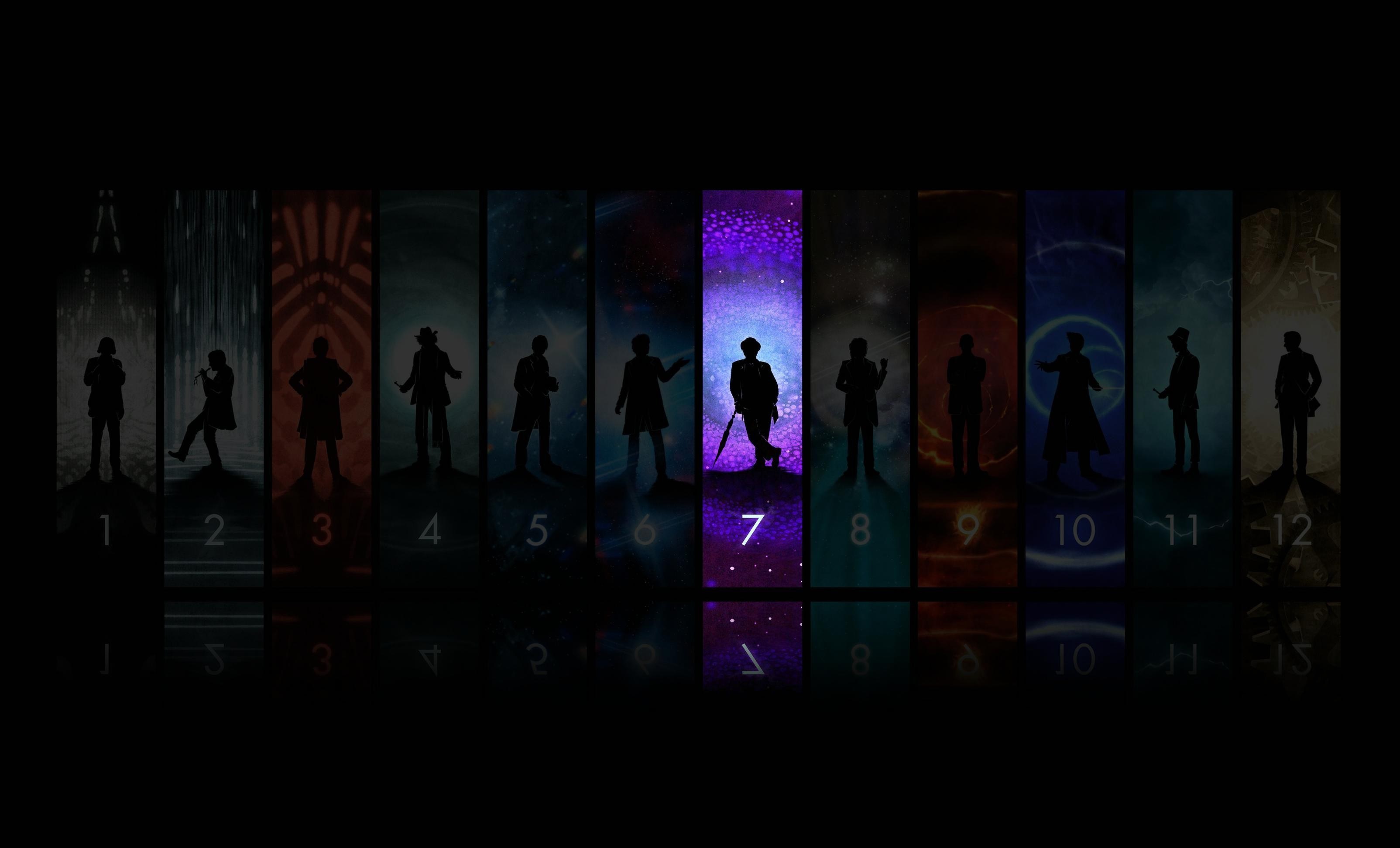 Doctor Who silhouettes numbered 1-12 HD Wallpaper