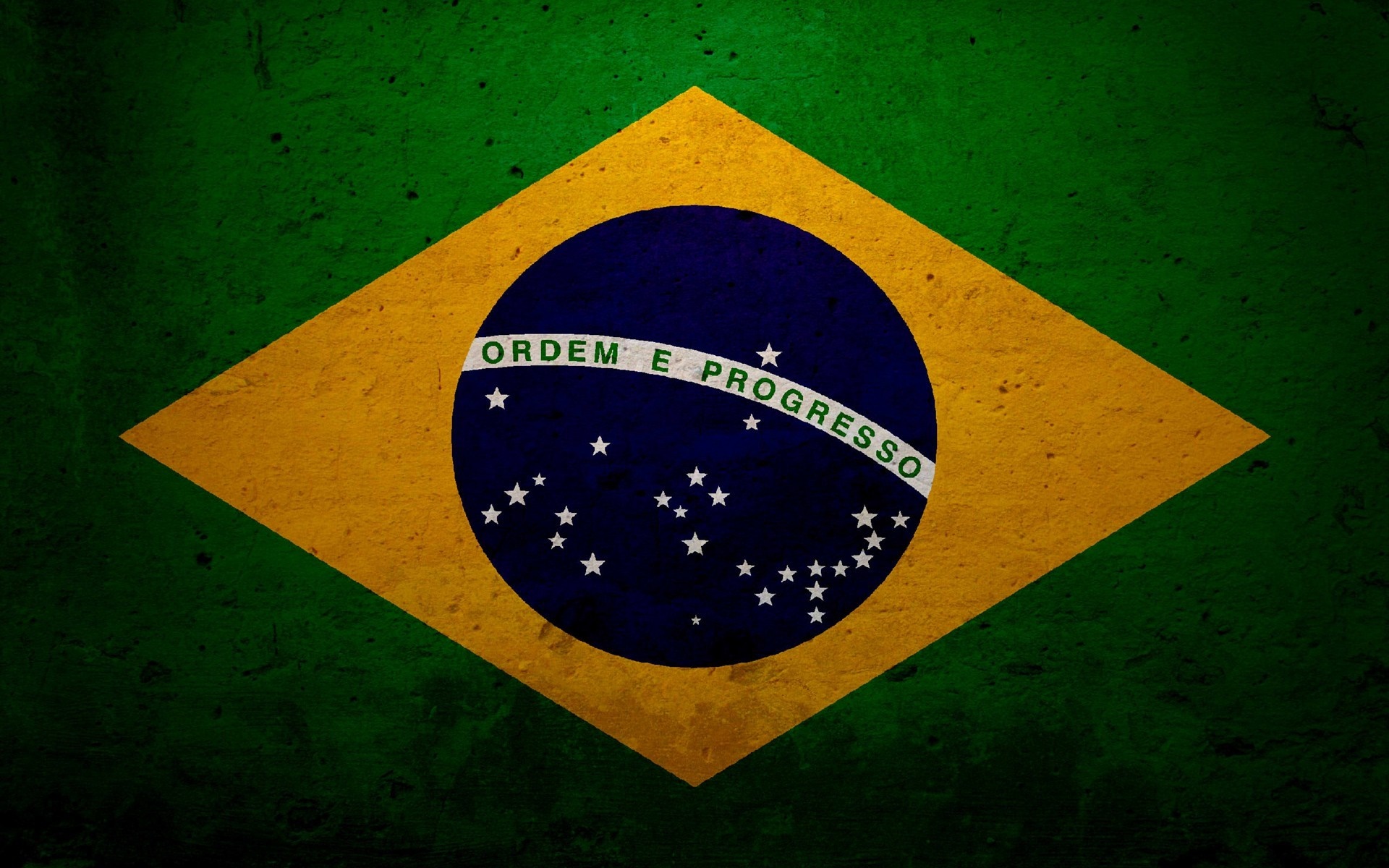 The flag of Brazil with a textured effect HD Wallpaper