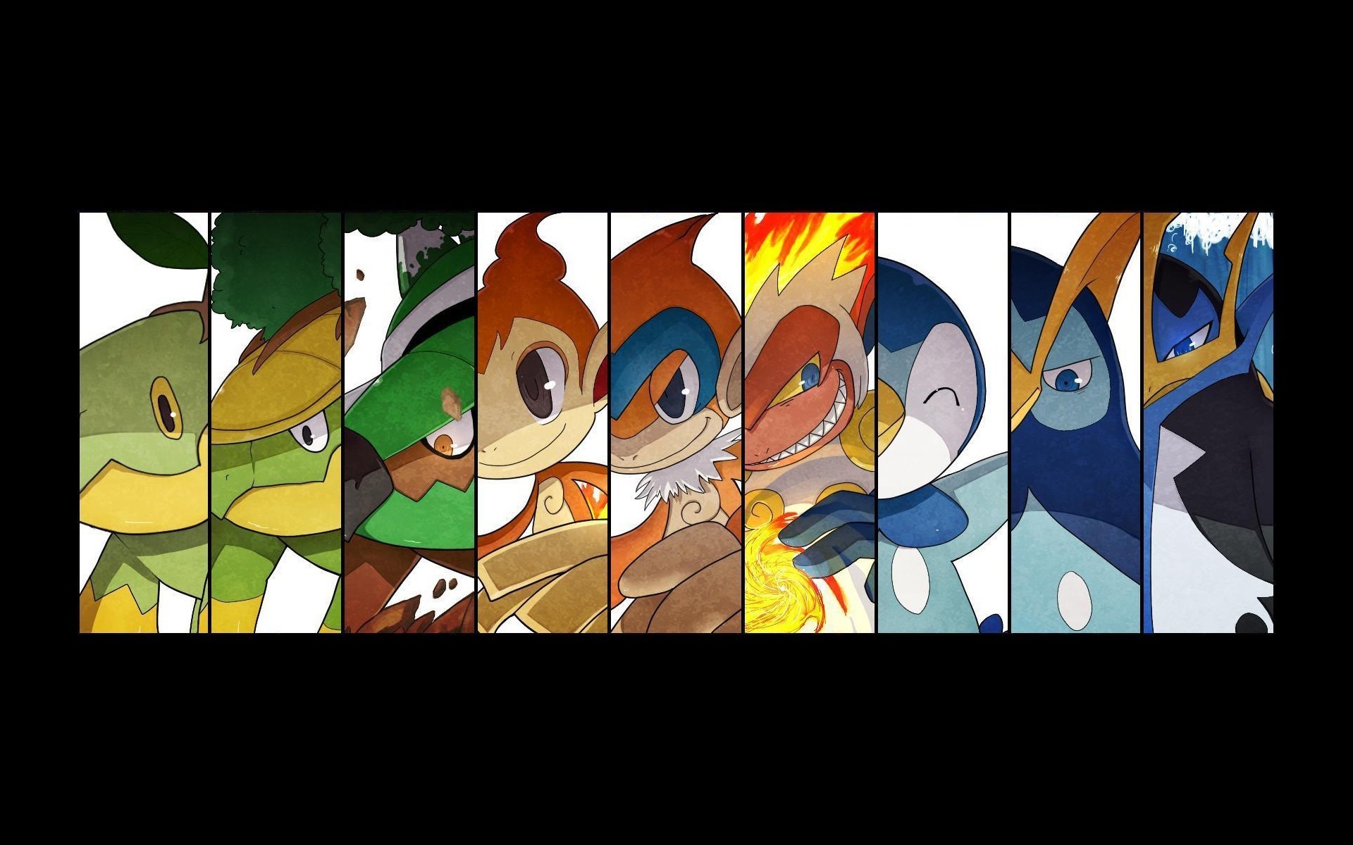 Pokemon starters from Sinnoh region HD Wallpaper