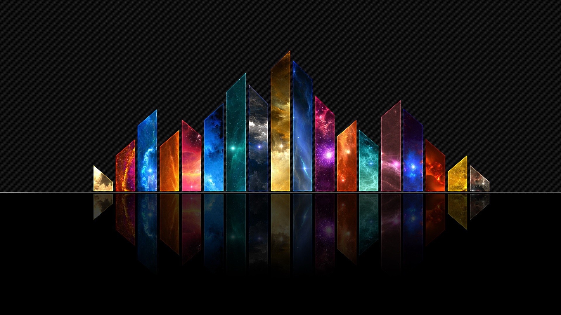 Abstract colorful glass shards with reflections HD Wallpaper