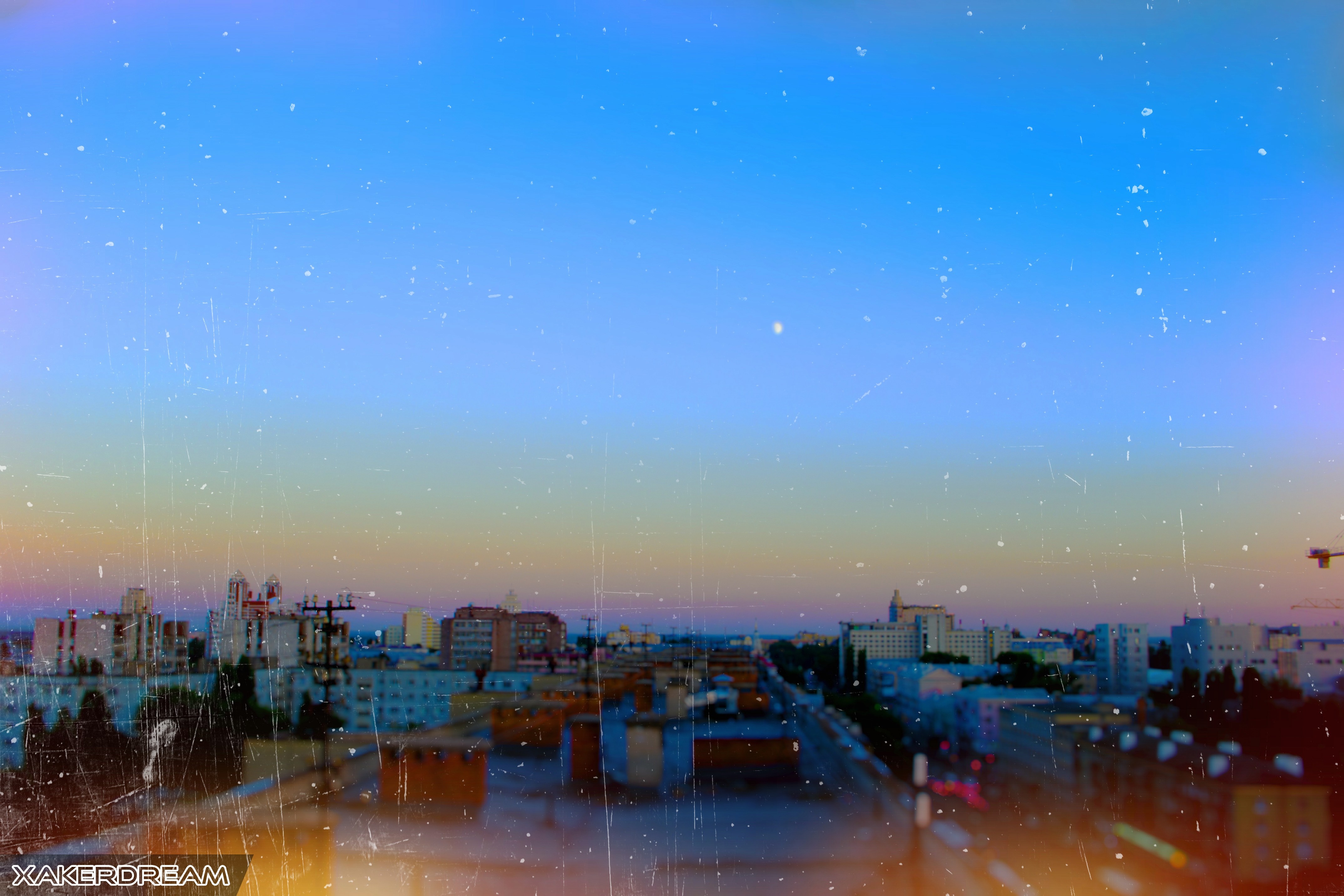 Cityscape at dusk with a gradient sky HD Wallpaper