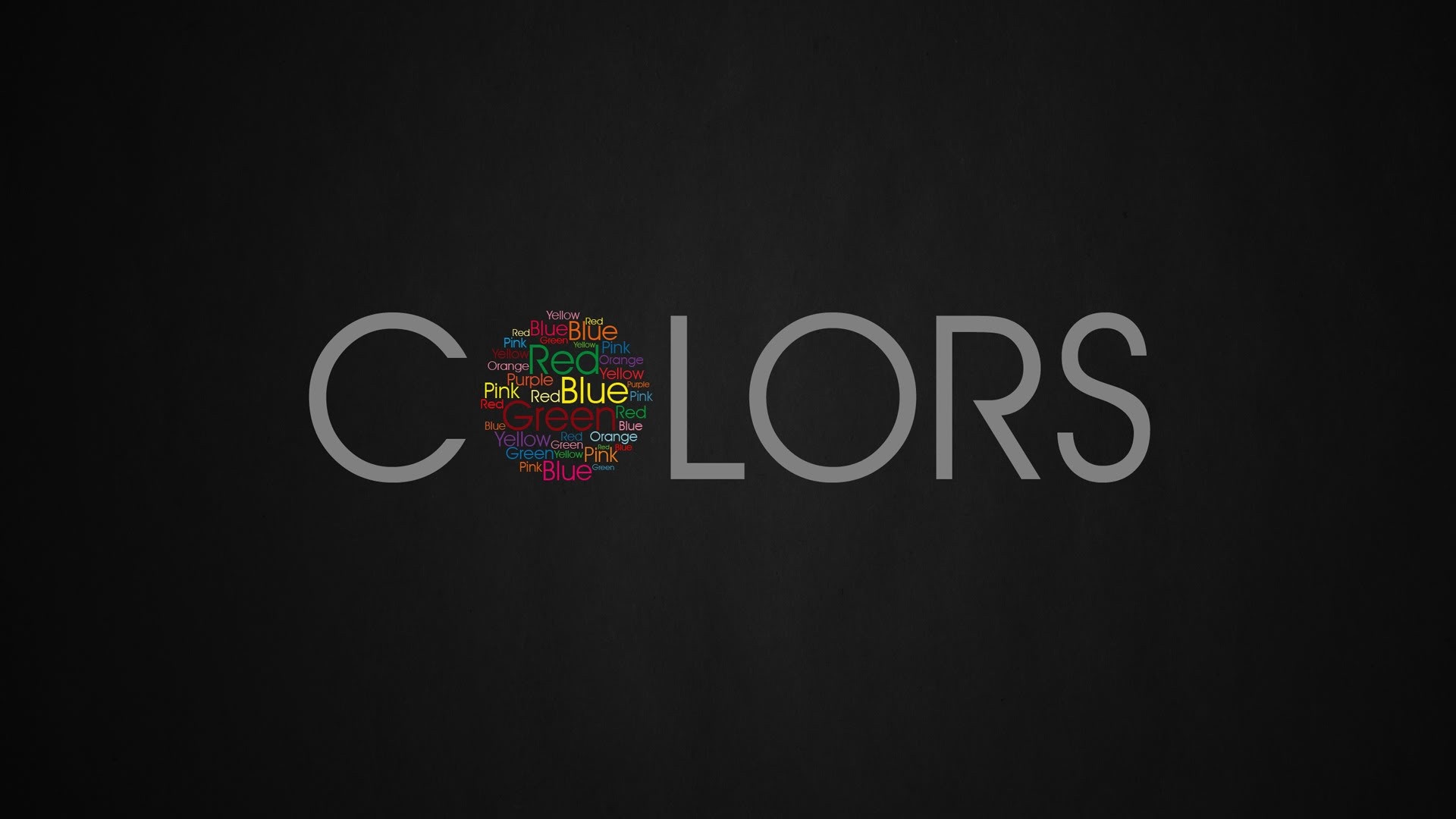 The word "COLORS" with a colorful word cloud for the letter "O" HD Wallpaper