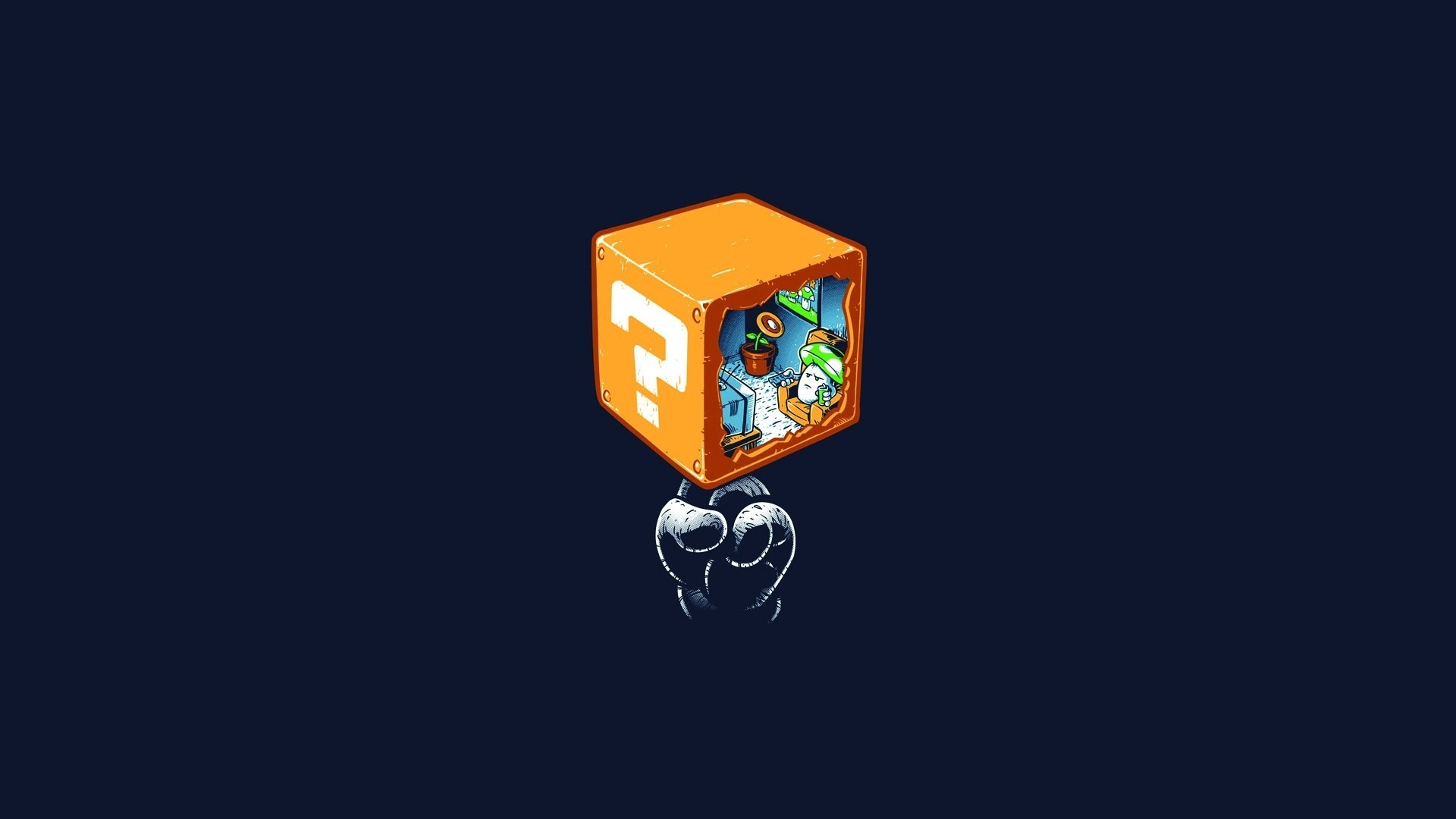 Question Mark Block with a Room Inside HD Wallpaper