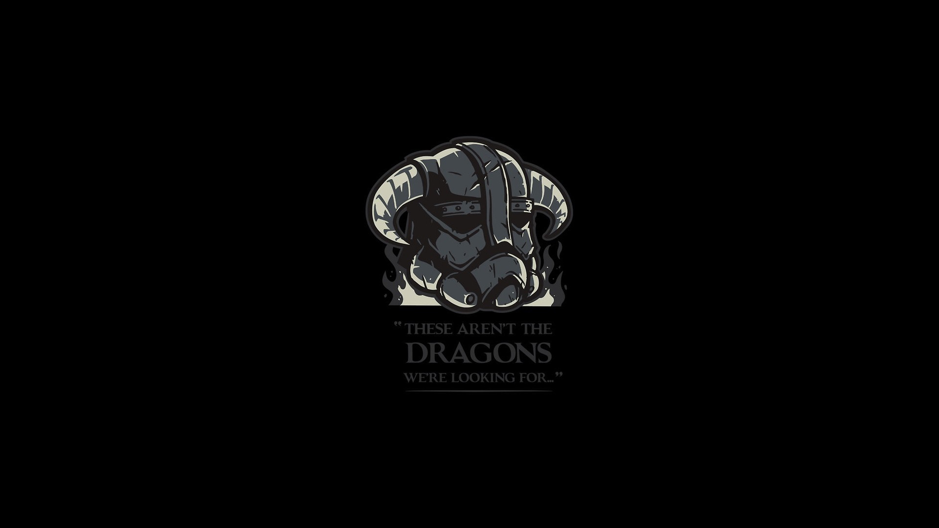 Stormtrooper helmet with Skyrim horns and text HD Wallpaper