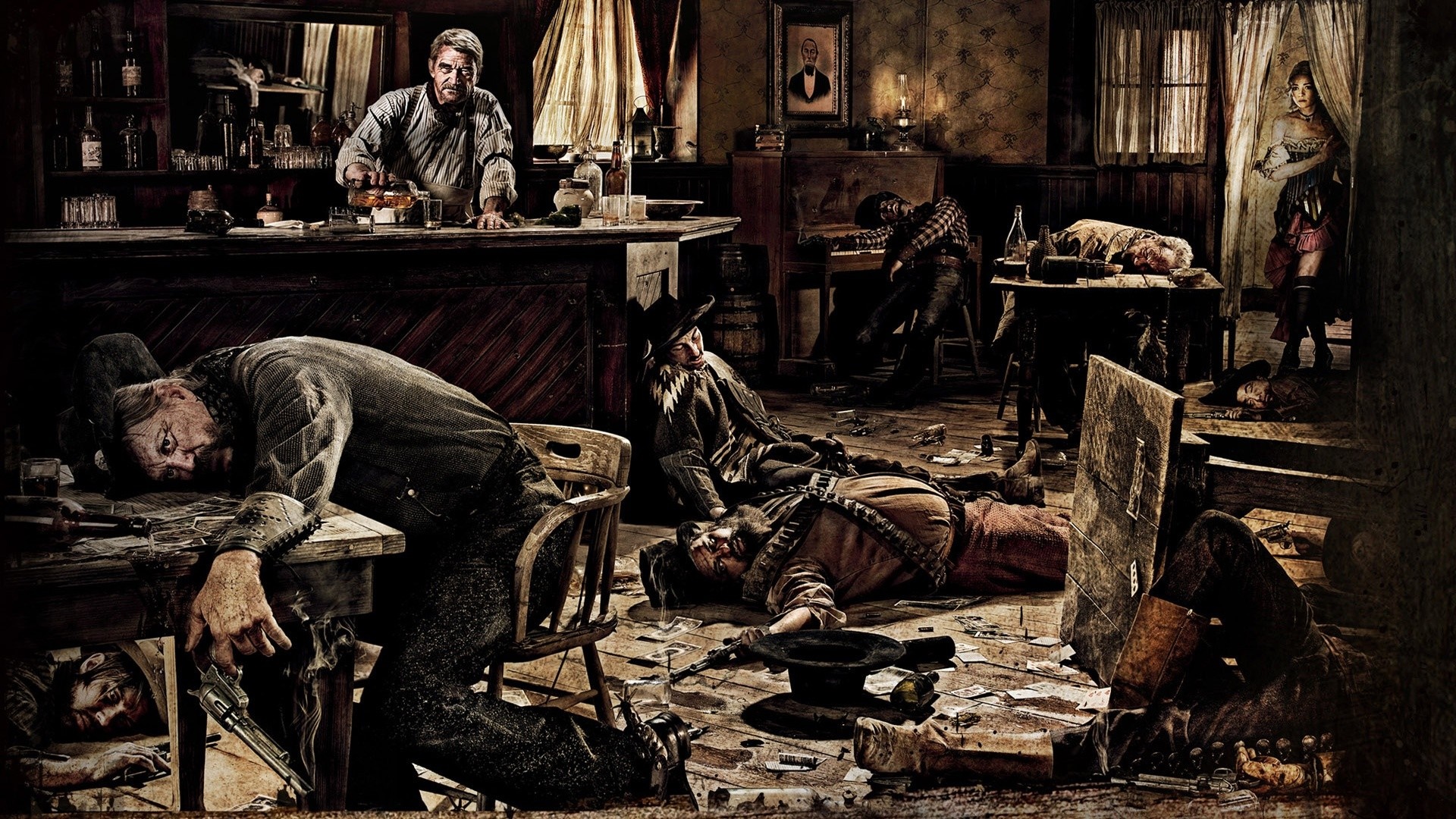 Wild West Saloon with Dead Bodies HD Wallpaper