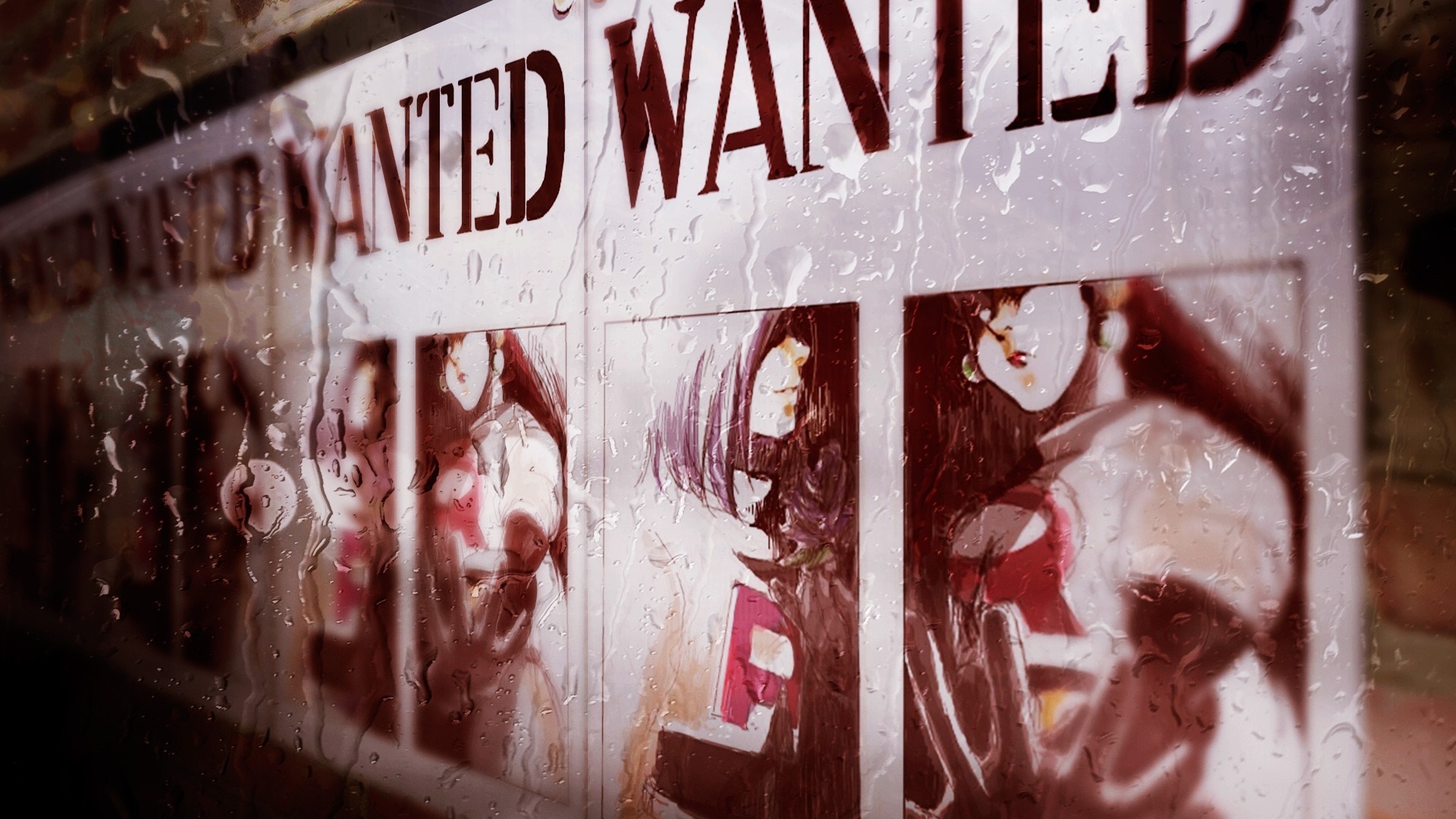 Wanted posters of female characters with red accents HD Wallpaper