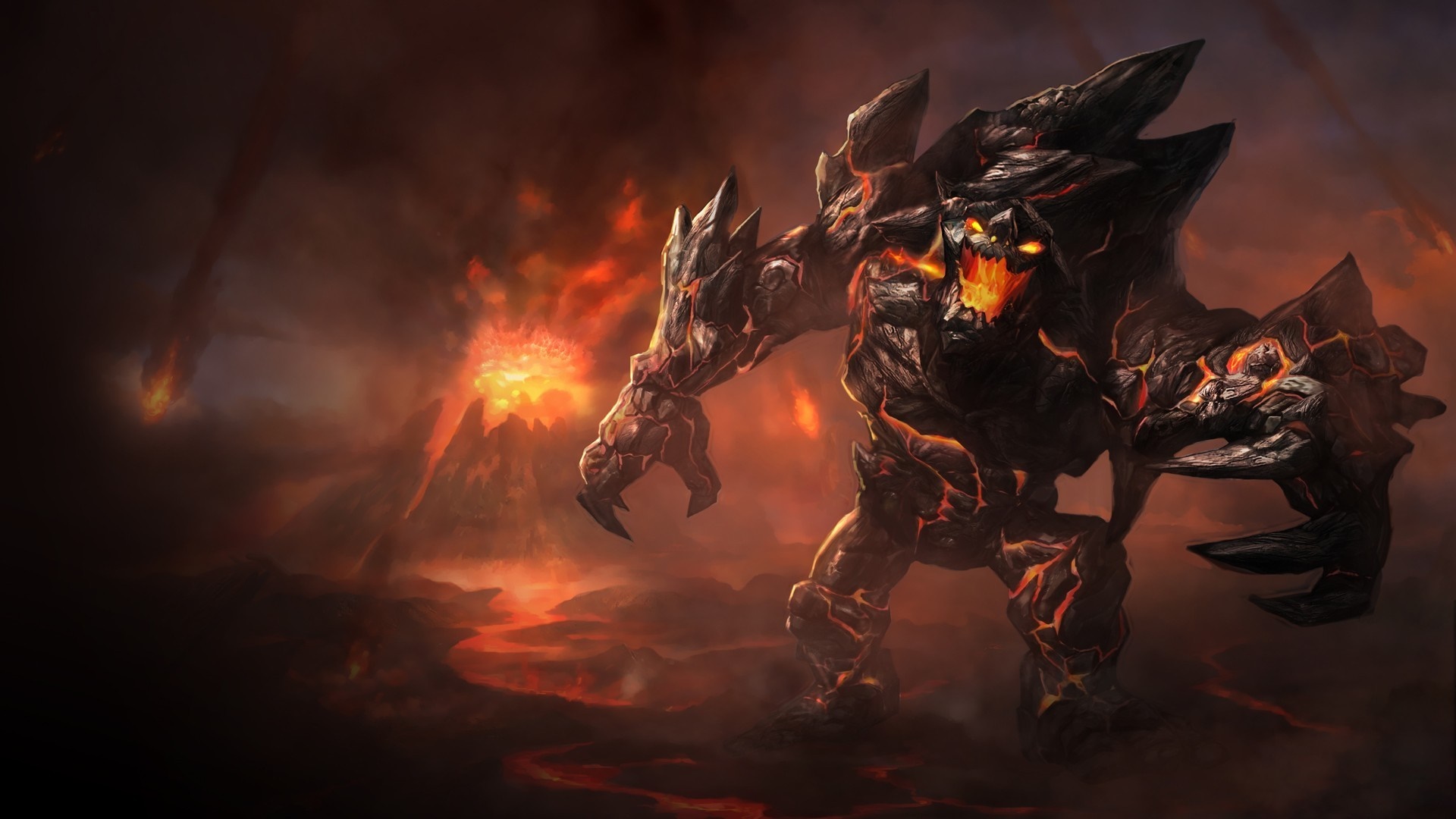 Brand from League of Legends in a volcanic landscape HD Wallpaper