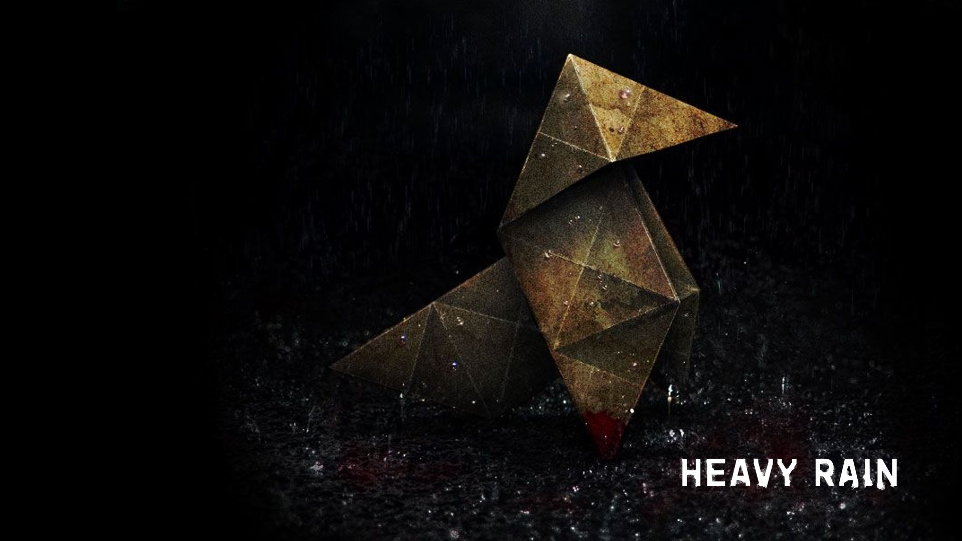 Heavy Rain origami bird in rain HD Wallpaper