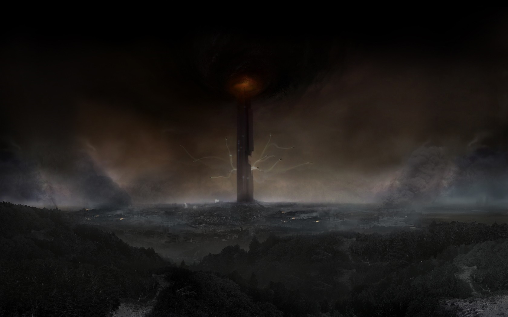 Half-Life 2 Combine Citadel tower at night HD Wallpaper