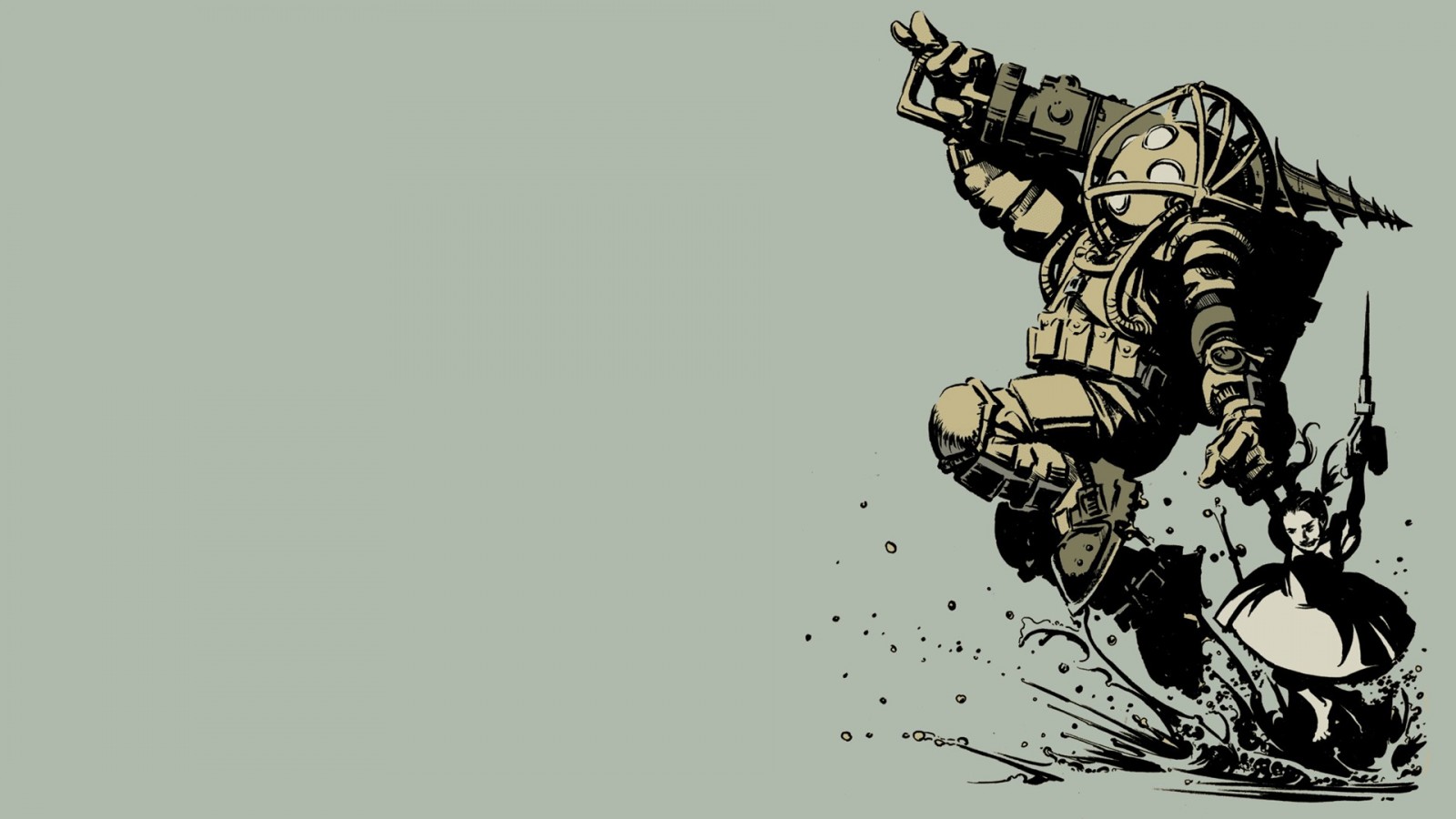 Big Daddy and Little Sister from BioShock HD Wallpaper
