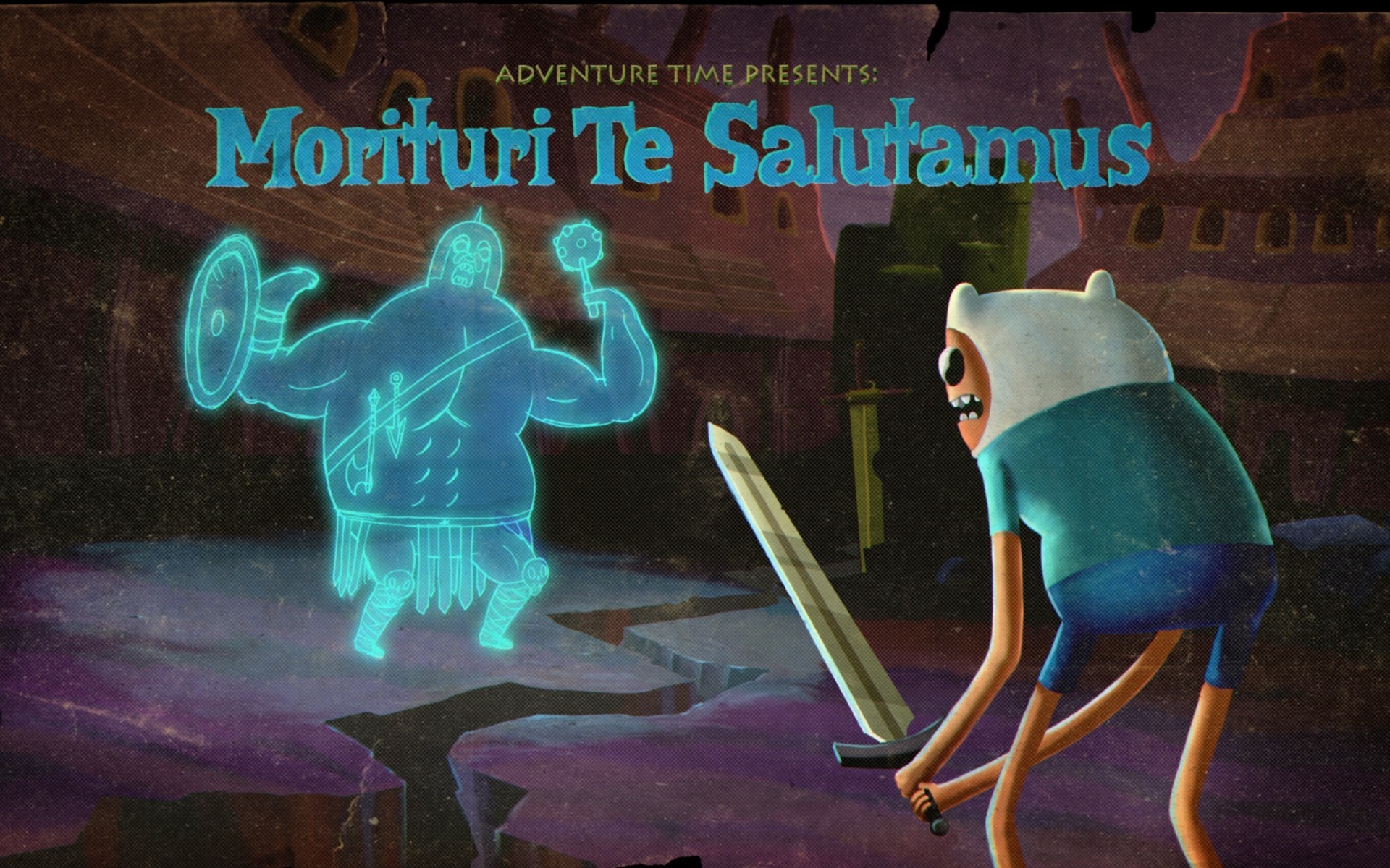 Finn from Adventure Time faces a Roman ghost warrior HD Wallpaper
