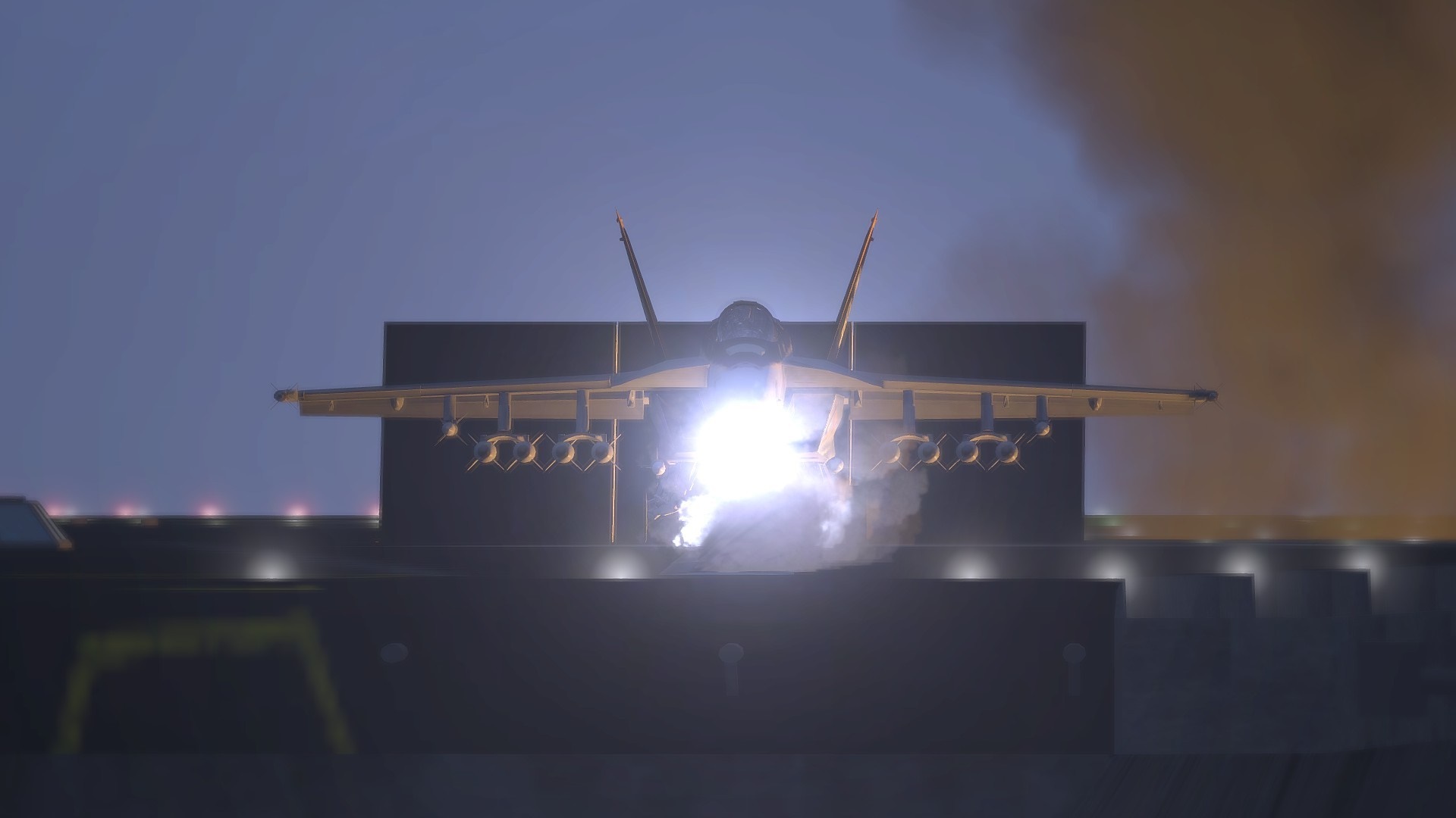 F/A-18 Hornet taking off from aircraft carrier HD Wallpaper