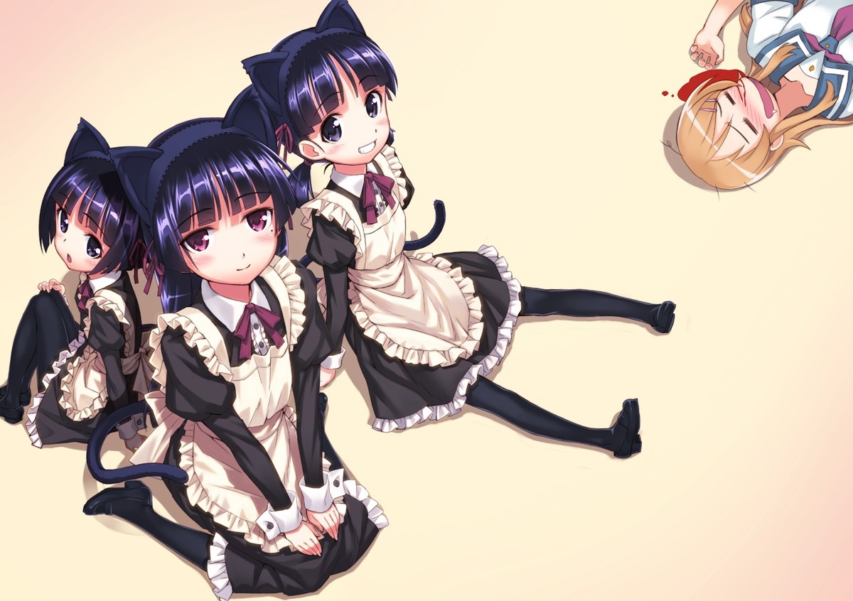 Cat-eared maids and injured girl from Ore no Imouto ga Konnani Kawaii Wake ga Nai HD Wallpaper