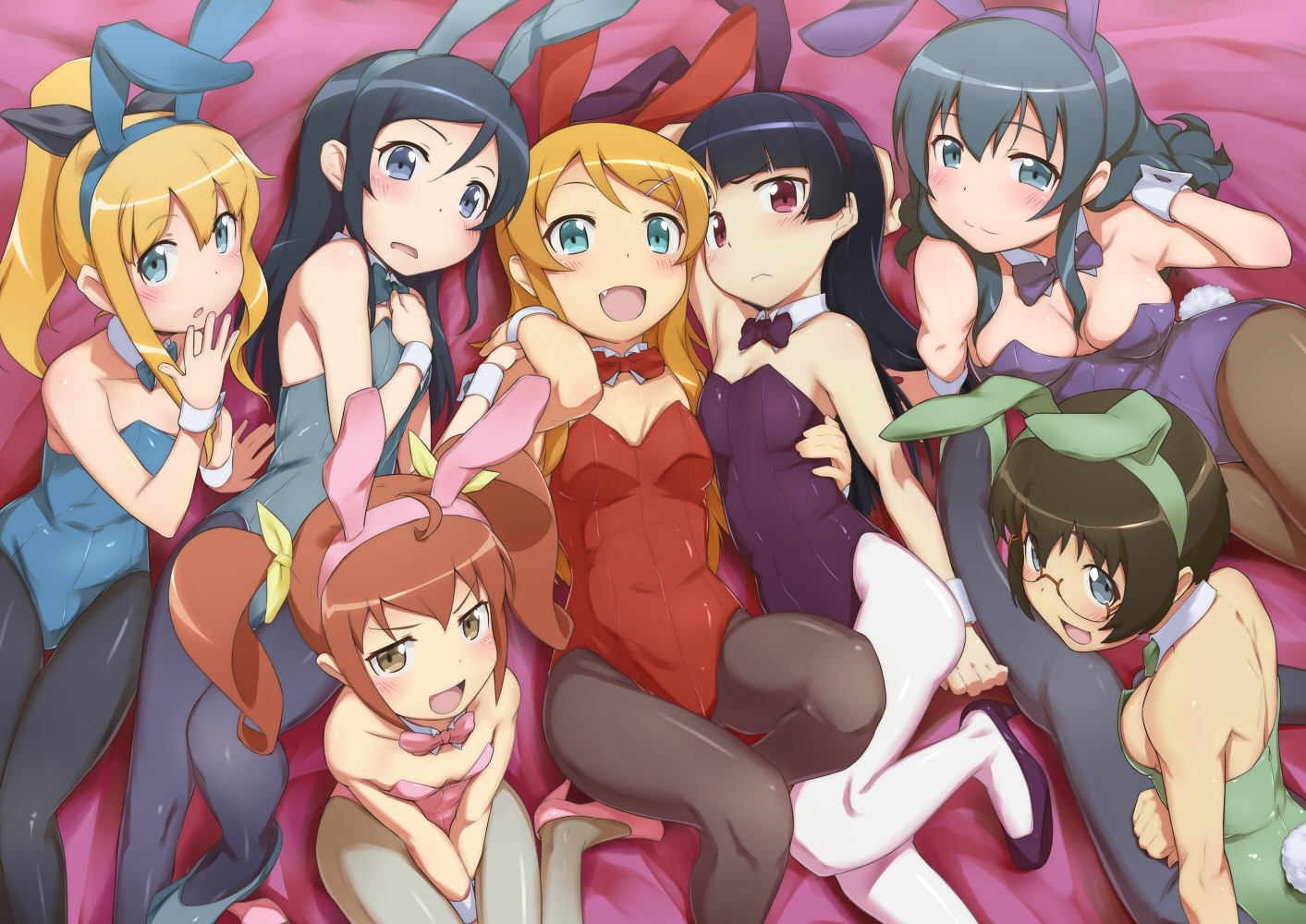 Group of girls in bunny outfits from Ore no Imouto ga Konnani Kawaii Wake ga Nai HD Wallpaper